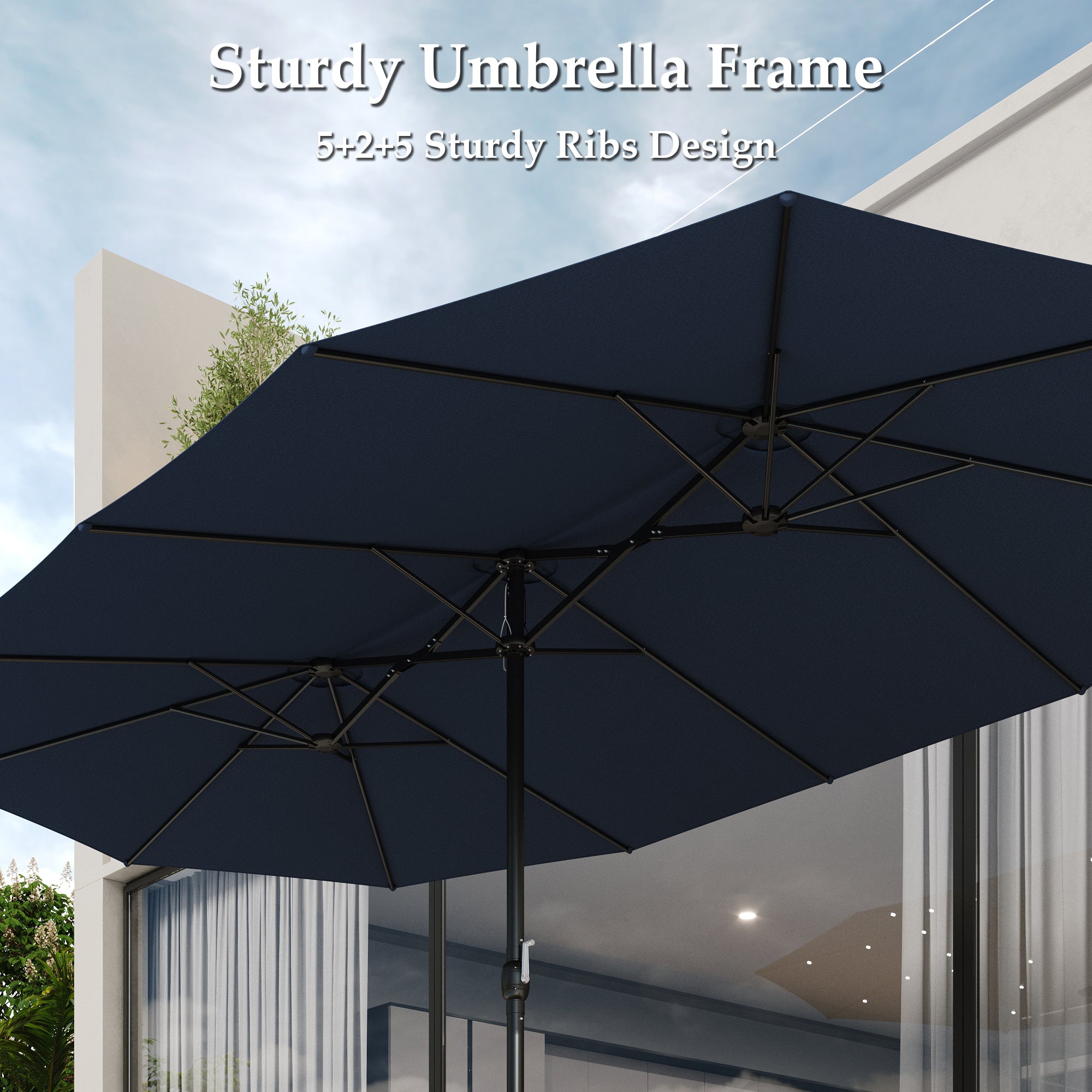 Outdoor Patio Umbrella With Adjustable Tilt And Sturdy Base