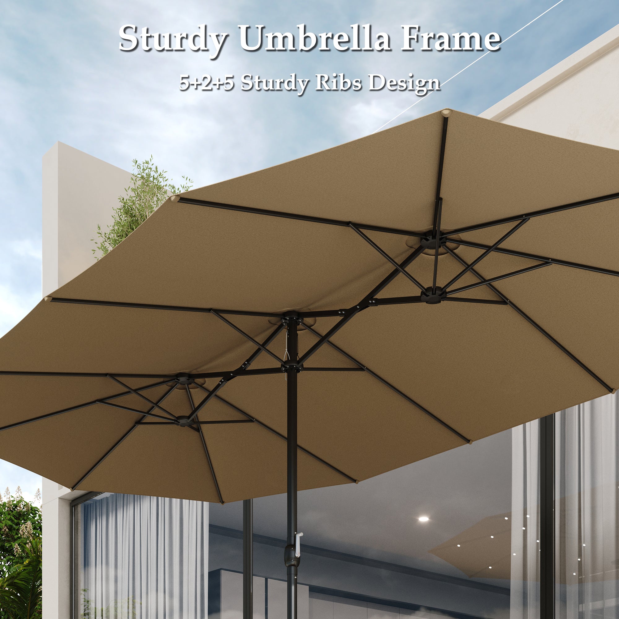 Outdoor Patio Umbrella With Adjustable Tilt And Sturdy Base