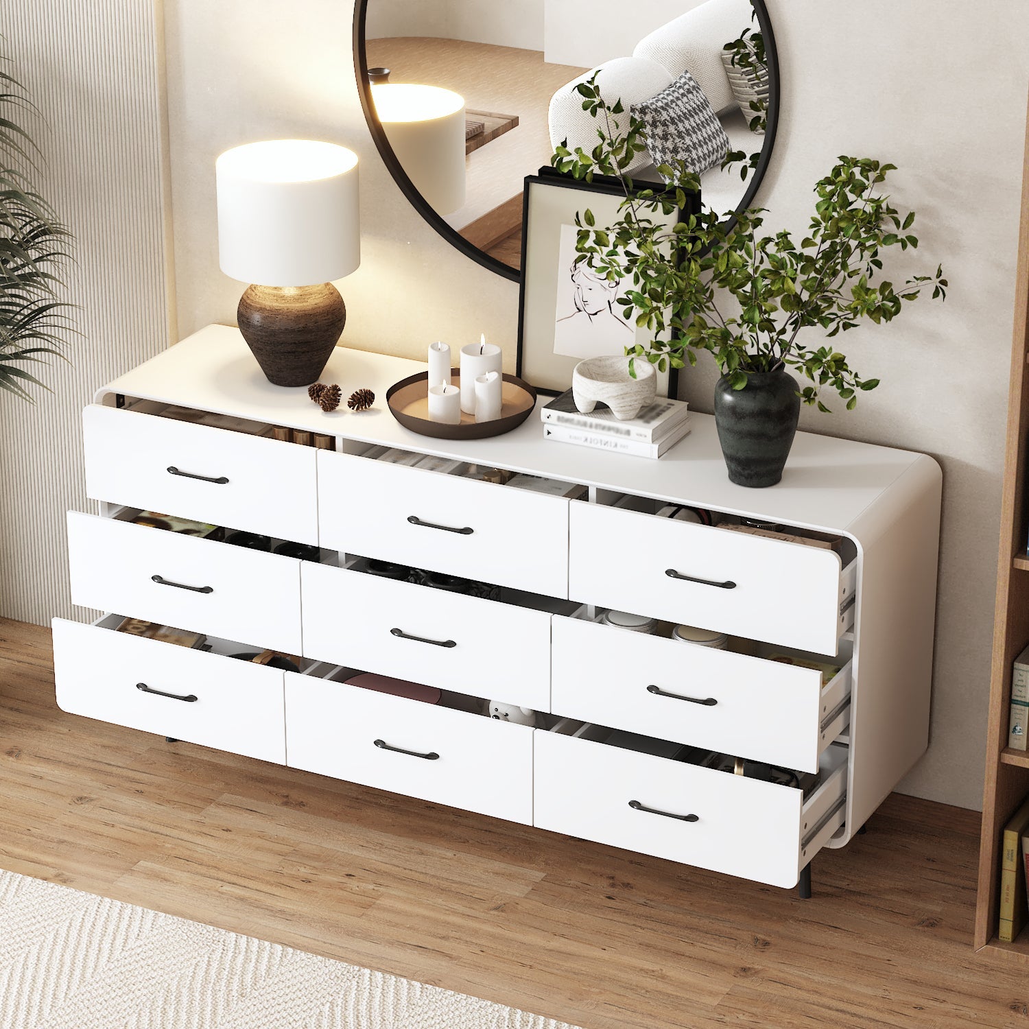 Nine Drawers Dresser With Metal Legs