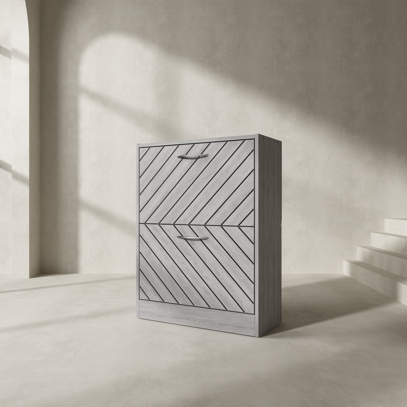 Rustic Shoe Organizer for Hallway Entryway Shoe Cabinet with 2 Flip Drawers