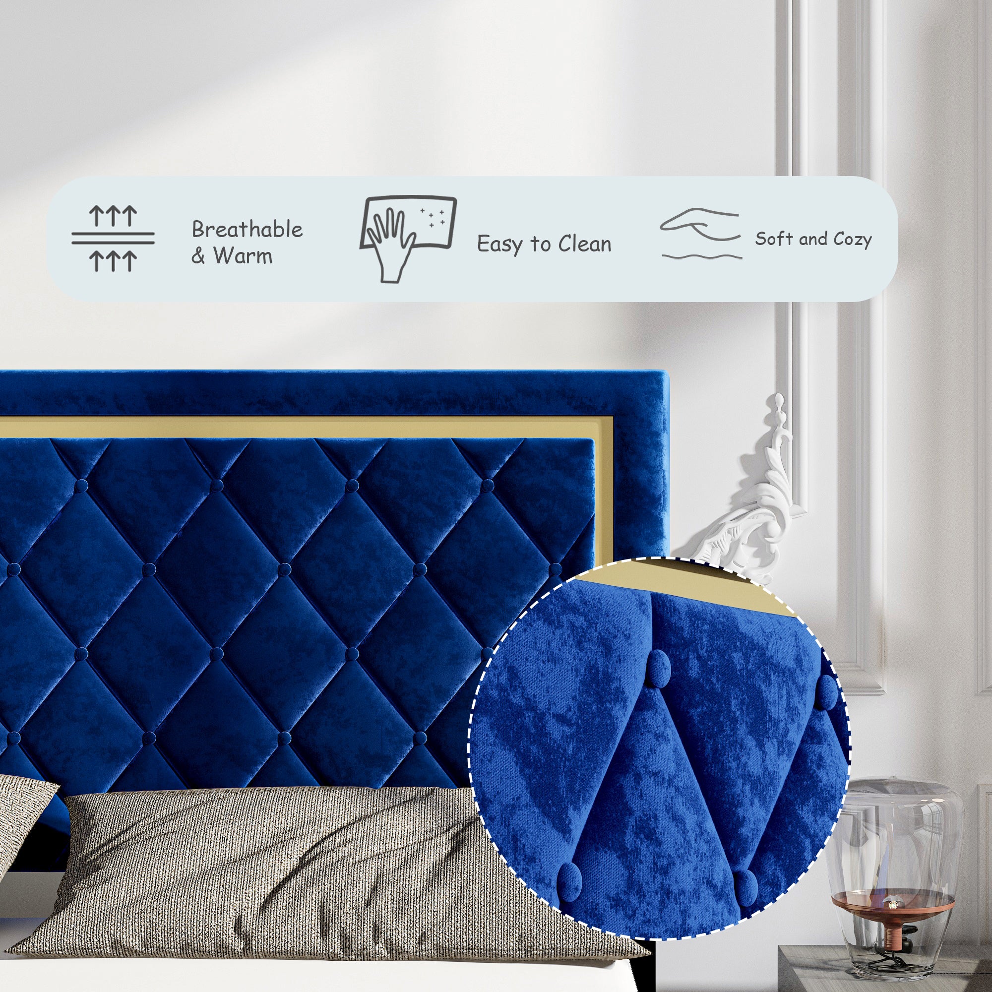 Low Profile Platform Bed With Comfortable Headboard