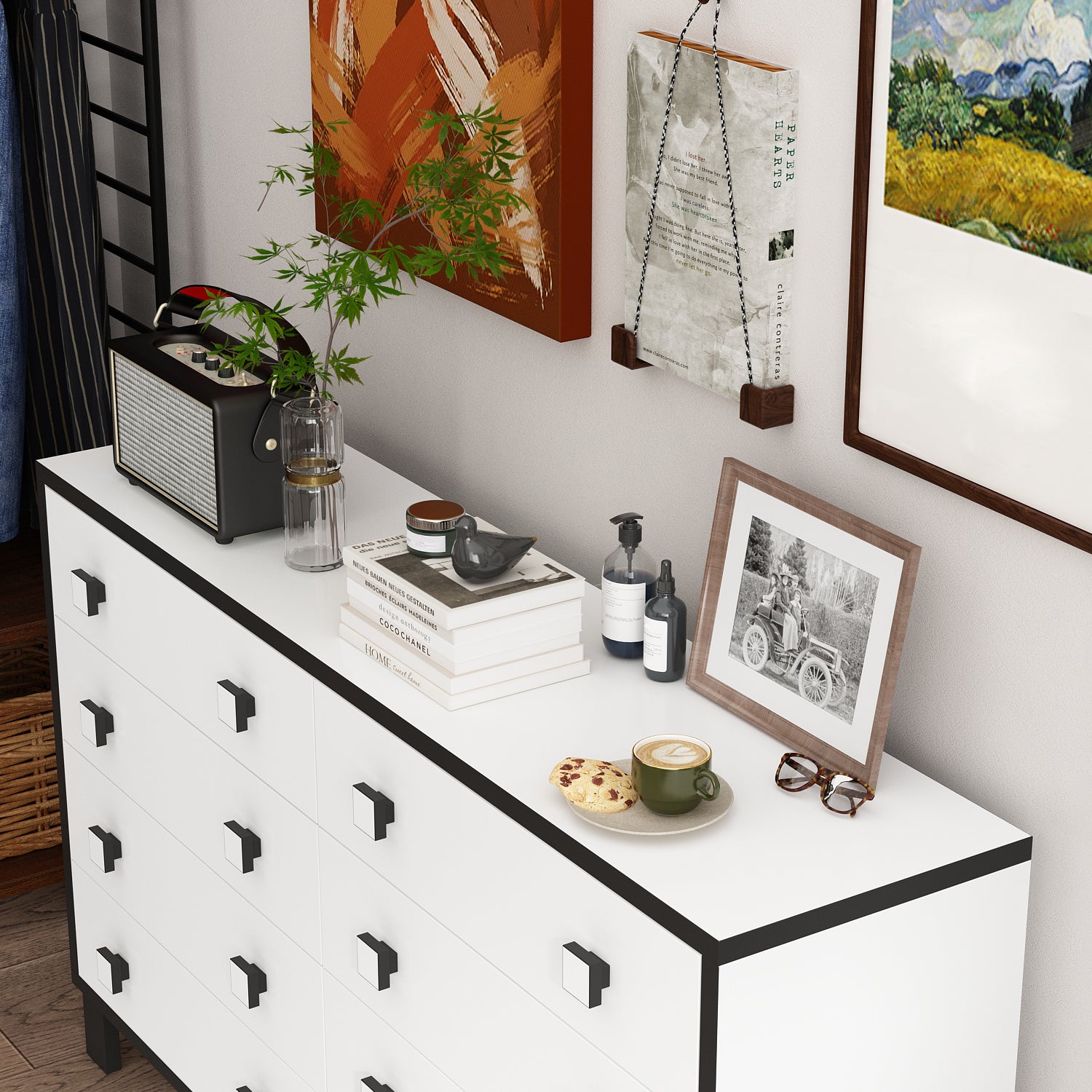 Modern 8-Drawer Storage Cabinet With Square Handles