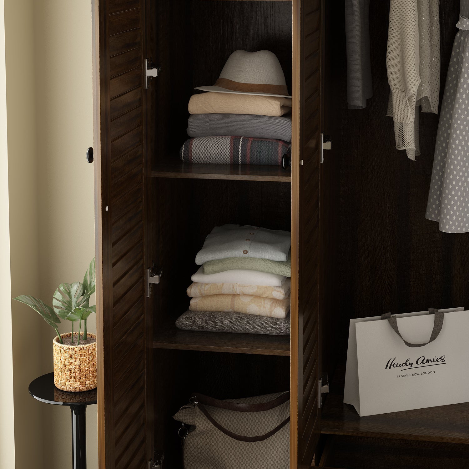 Large Wardrobe Closet Armoire Bedroom Storage Cabinet 4 Doors 5 Drawers