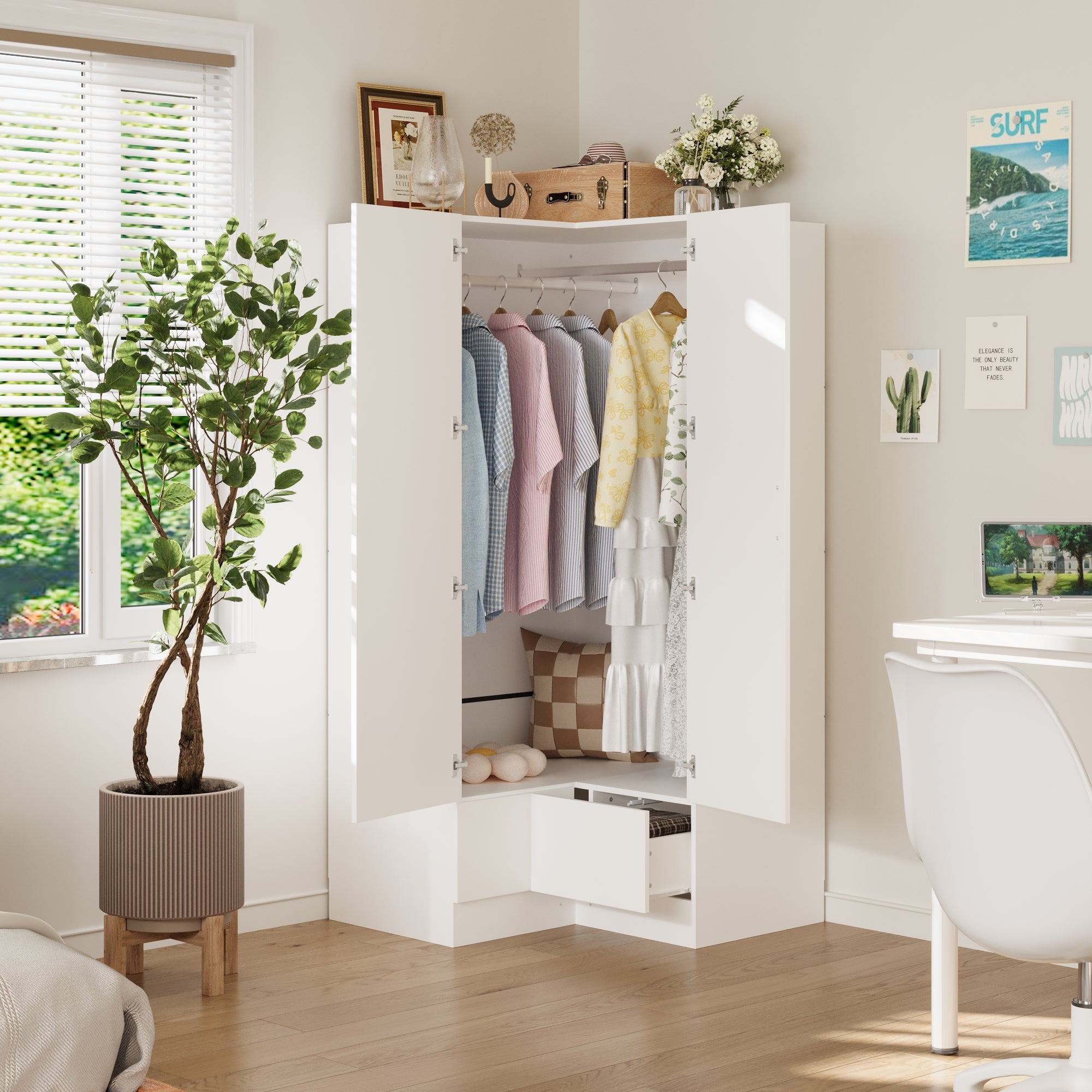 Corner Wardrobe With 2 Doors And 2 Drawers