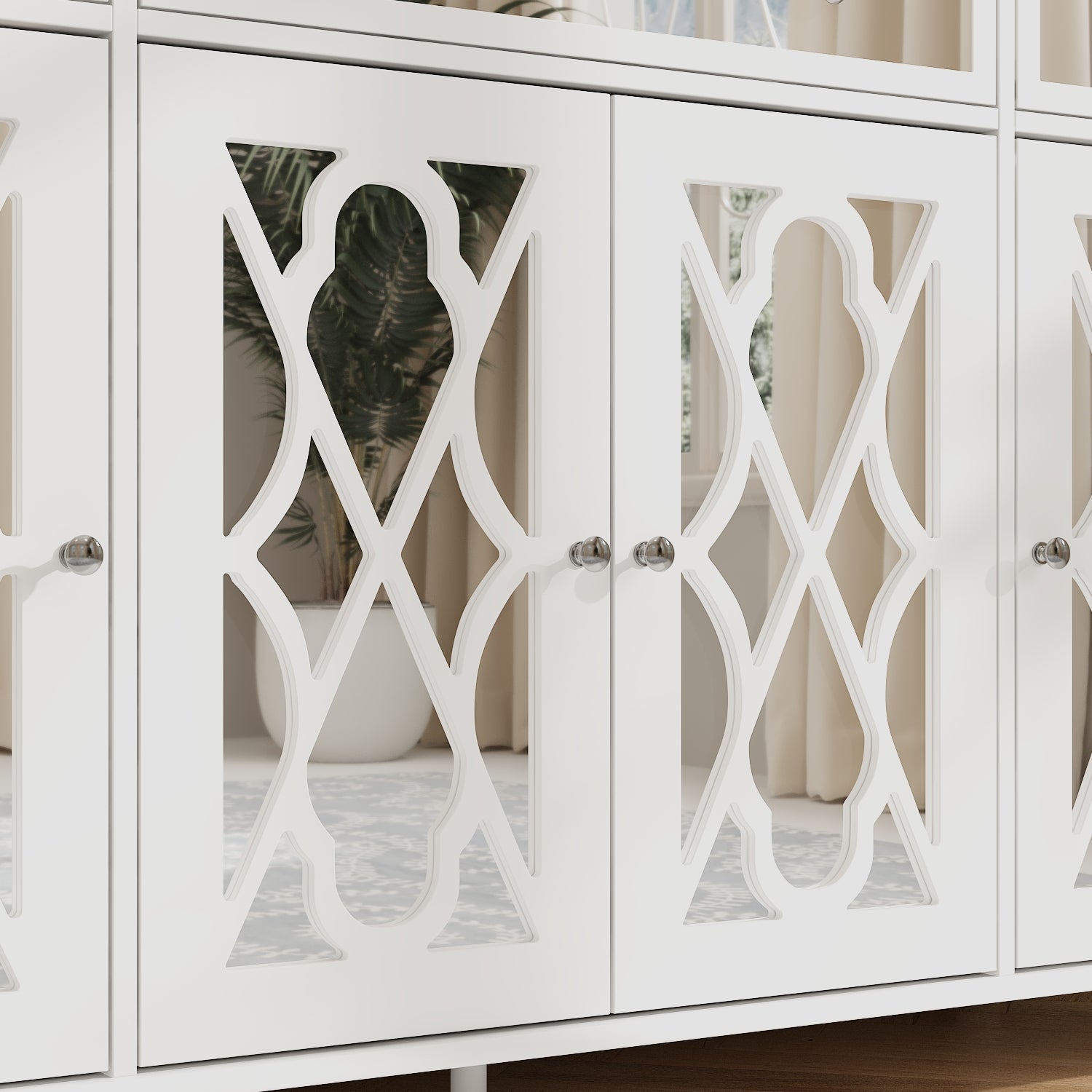 55.1'' Wide 3 Drawer Mirrored Door Sideboard
