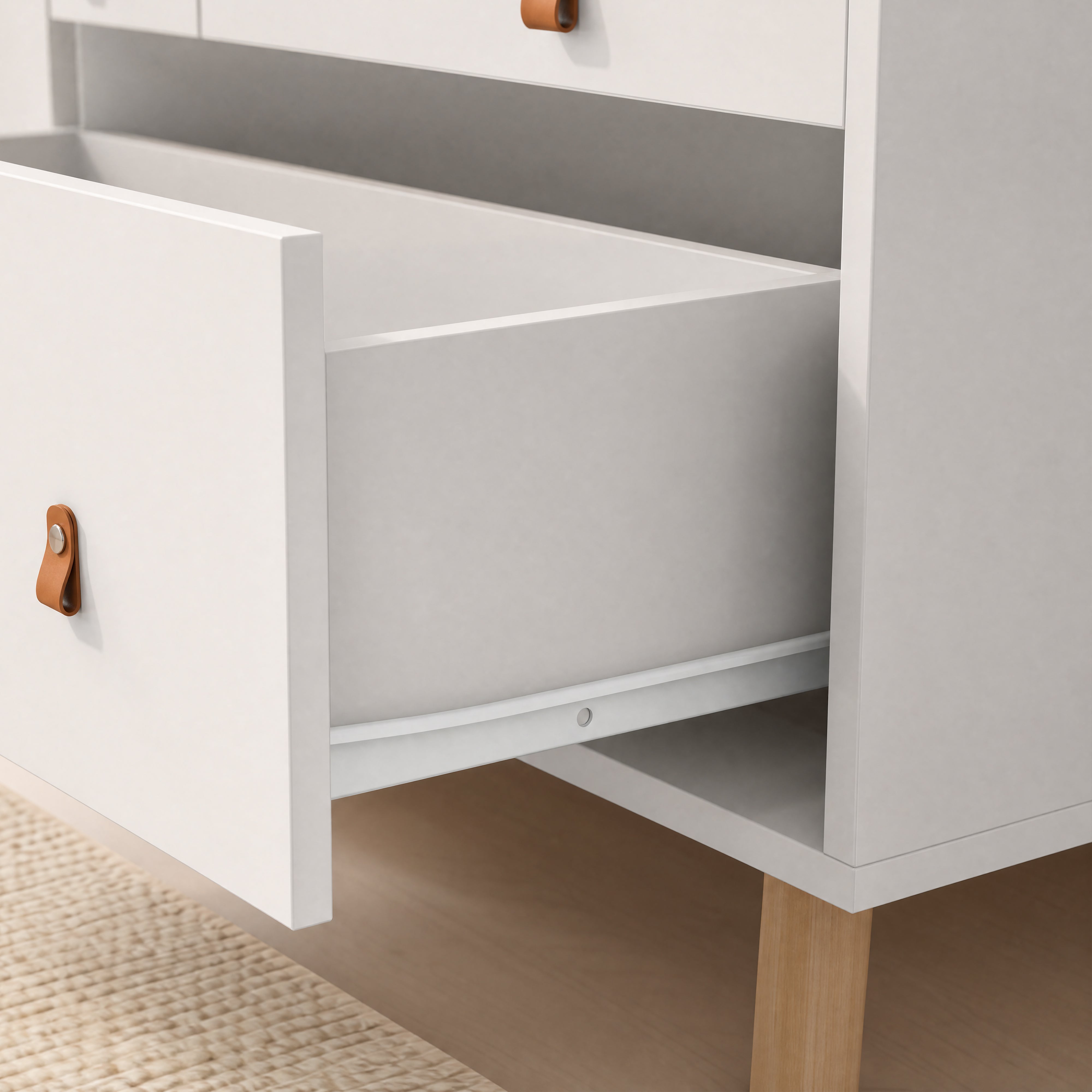 45" Modern White/Grey Changing Table Dresser with 4 Drawers and Open Shelf