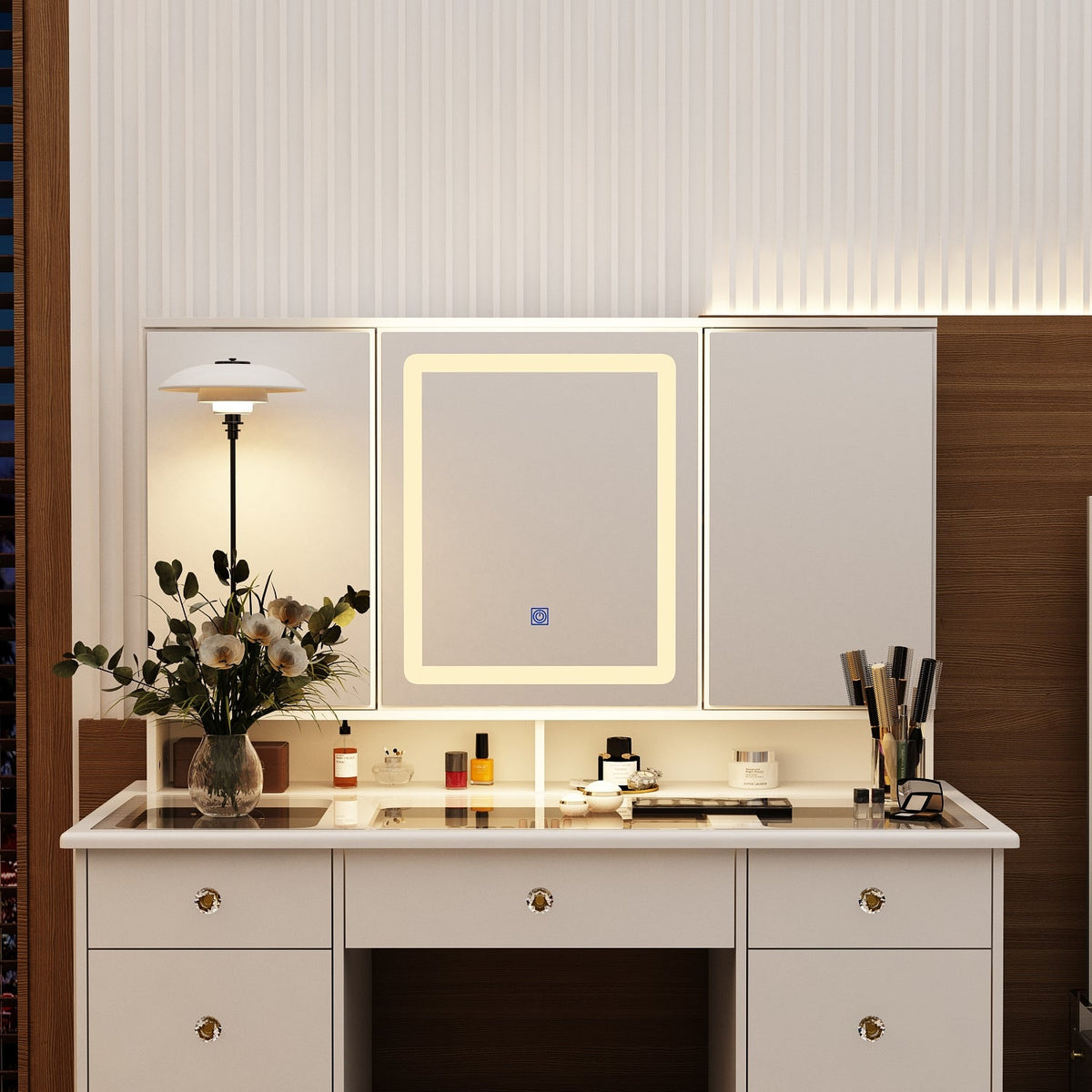 #Color_White/Glass Tabletop