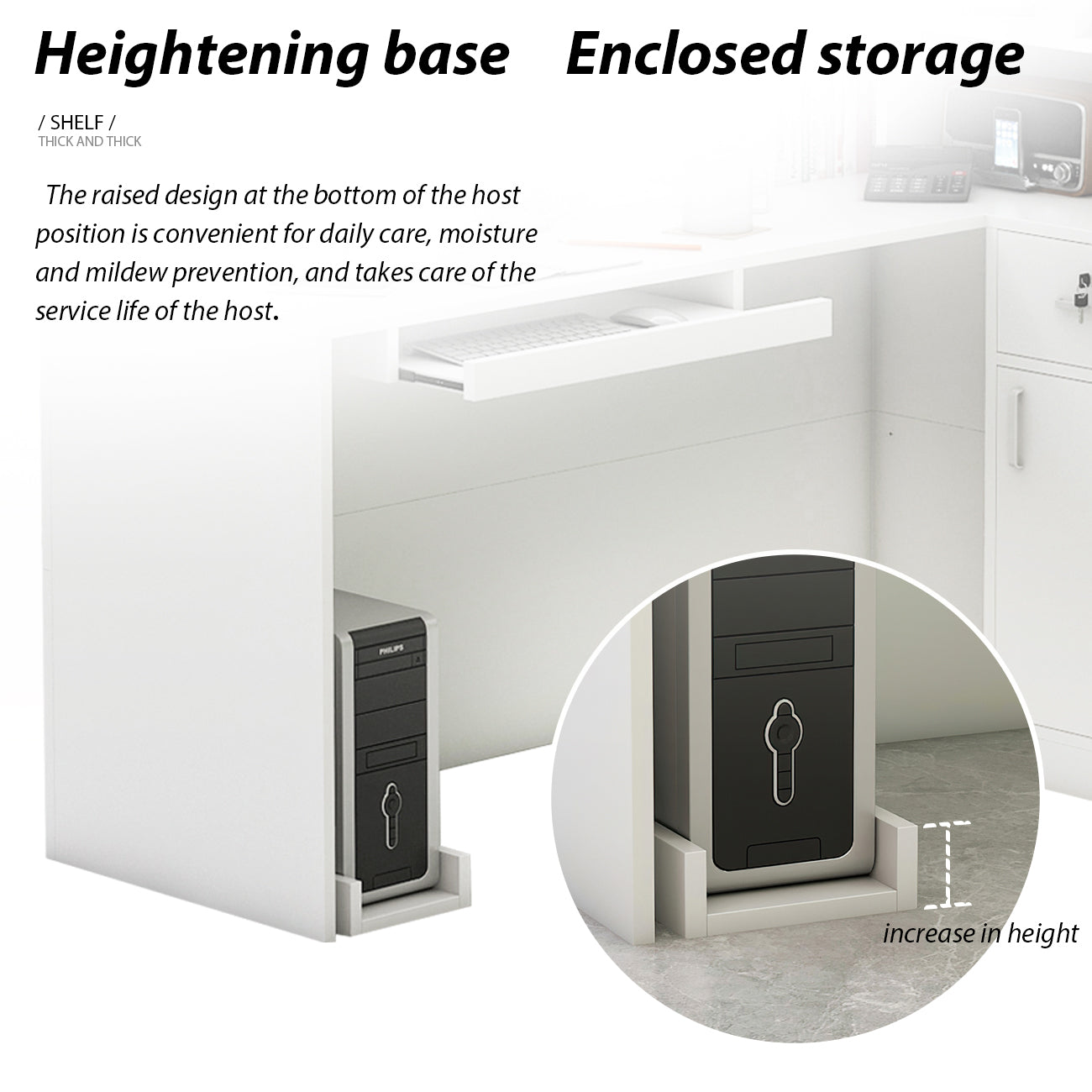 L-Shaped Reception Desk with Large Storage Filing Cabinets