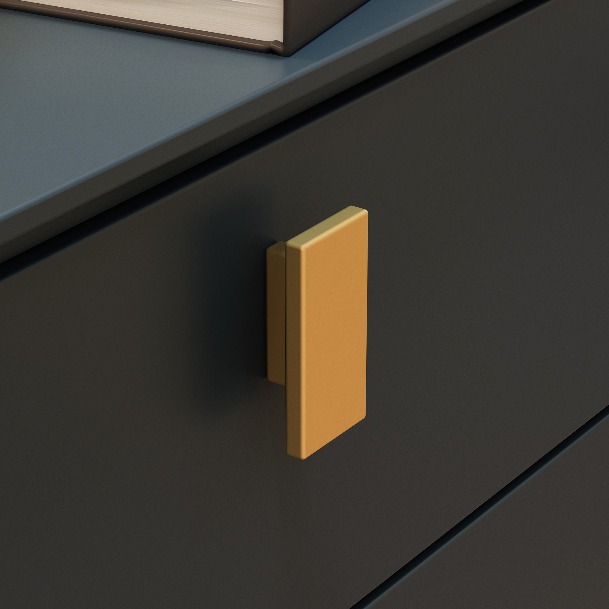 Nightstand Dresser Black End Table in Gold Metal Legs with 3 Drawers