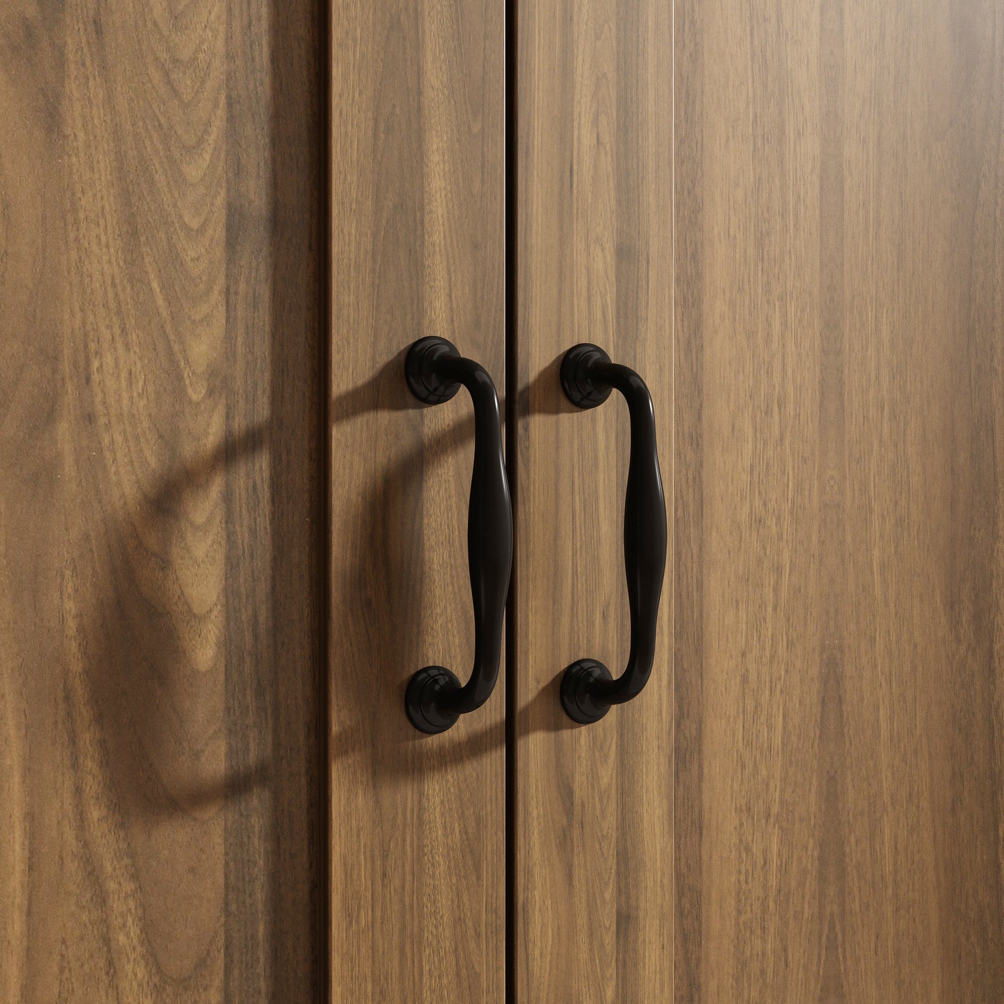 Wood Kitchen Island with Marble Veneer Countertop and Storage