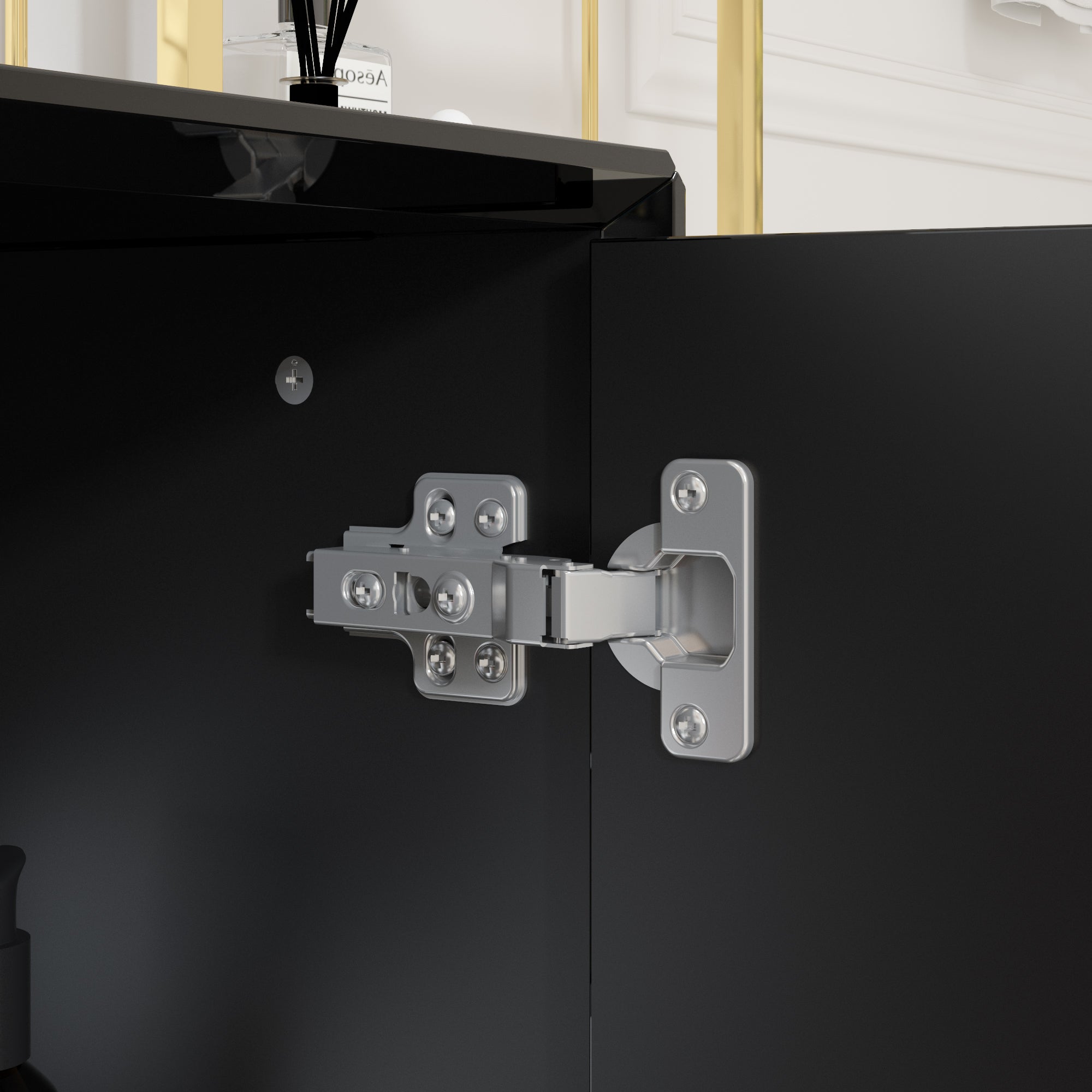 Black High Gloss Bathroom Vanity With Ceramic Sink