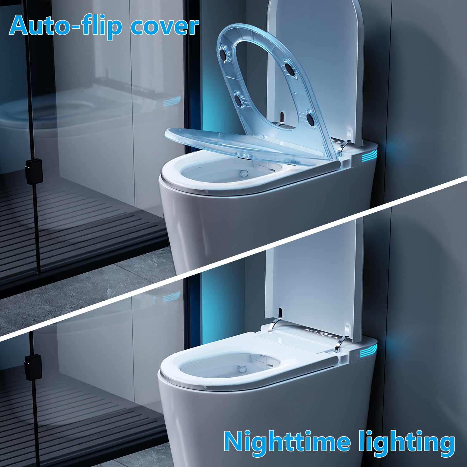 White smart toilet with ambient light