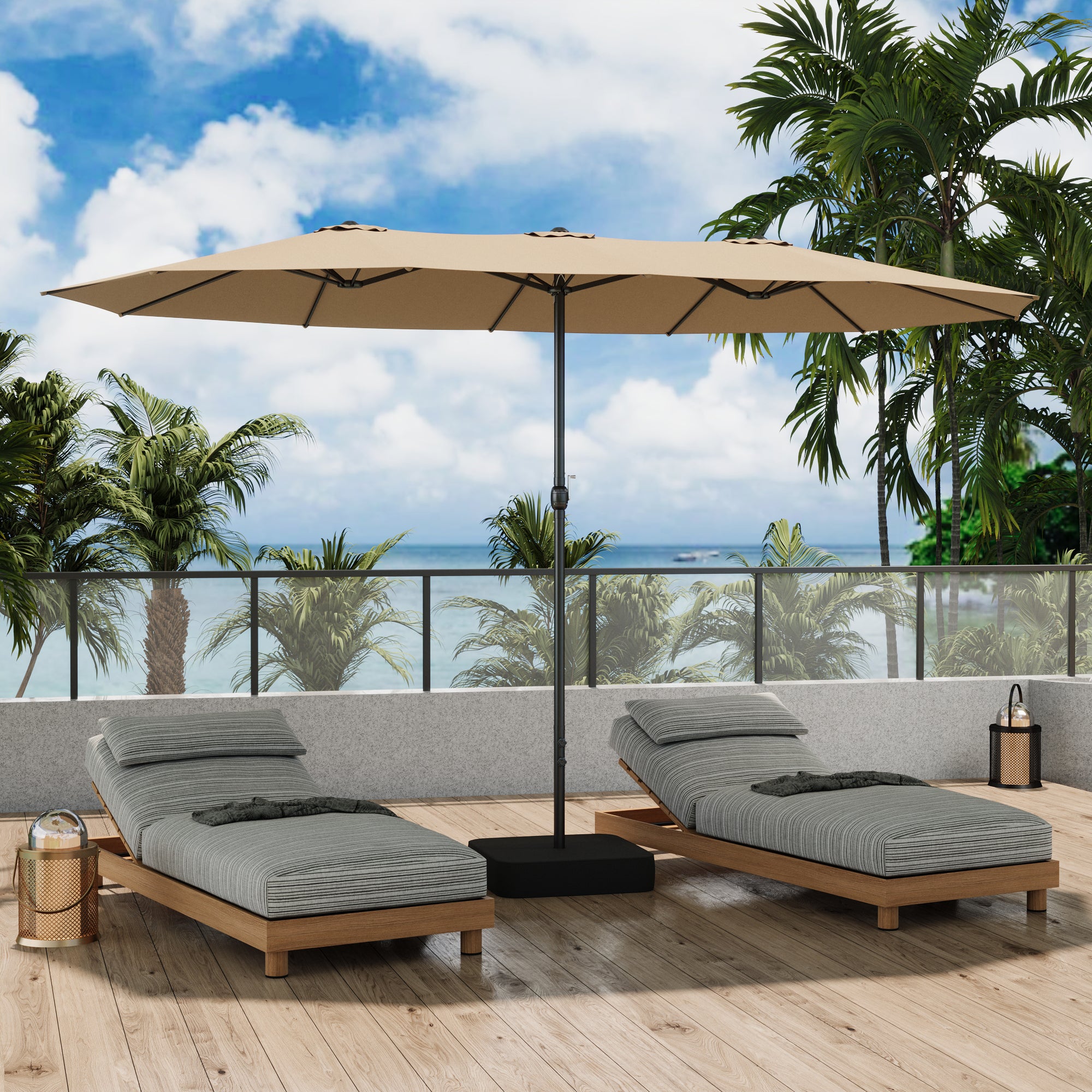 Outdoor Patio Umbrella With Adjustable Tilt And Sturdy Base