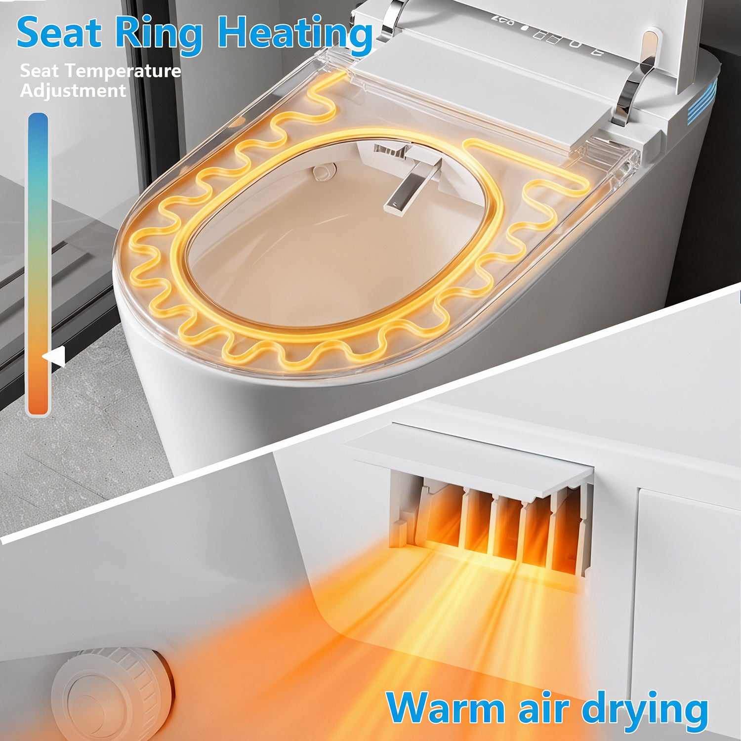 White smart toilet with ambient light