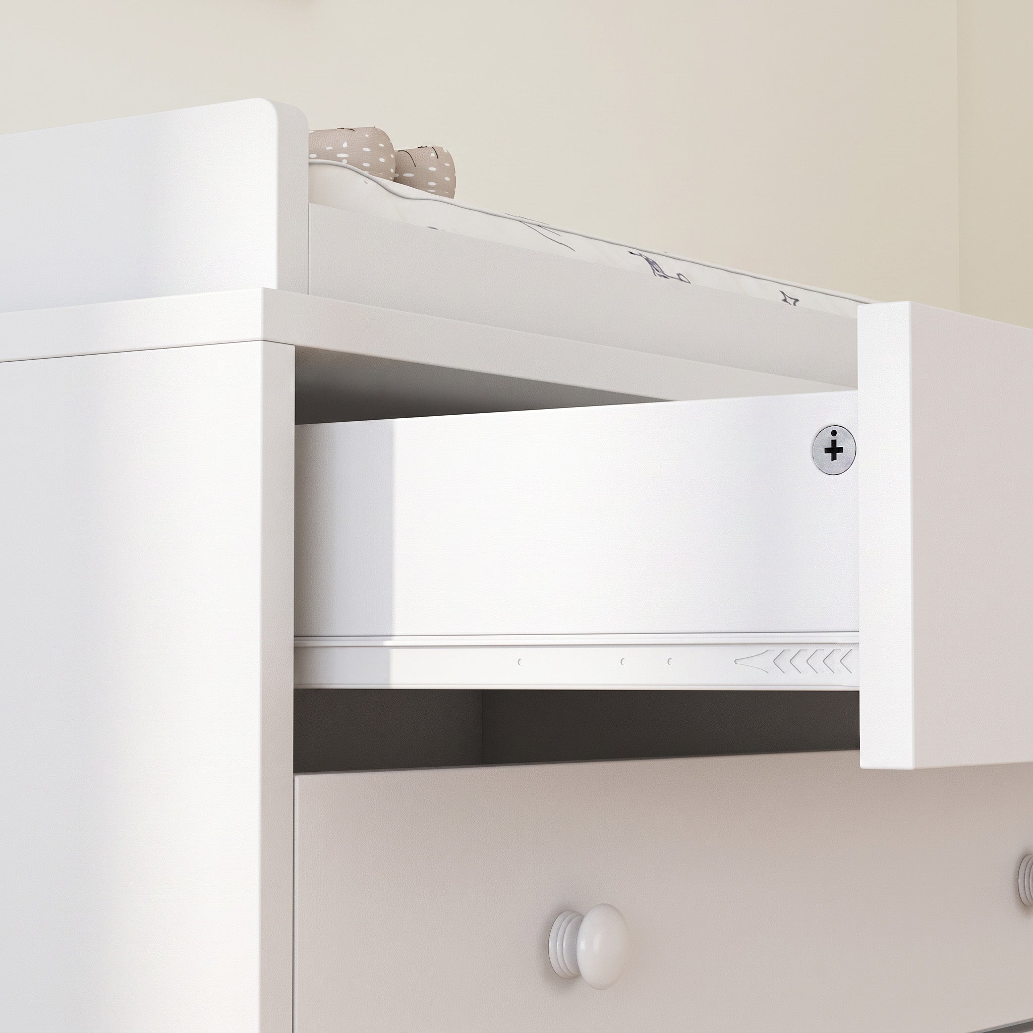 47.2" Modern White Nursery Storage Dresser Chest Changing Table