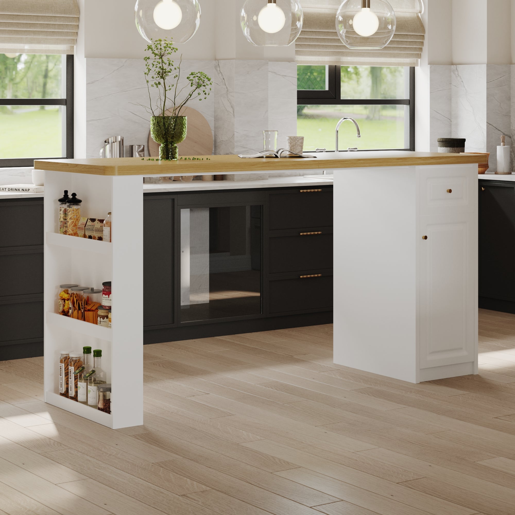 Kitchen Island With Storage Cabinet, Drawers