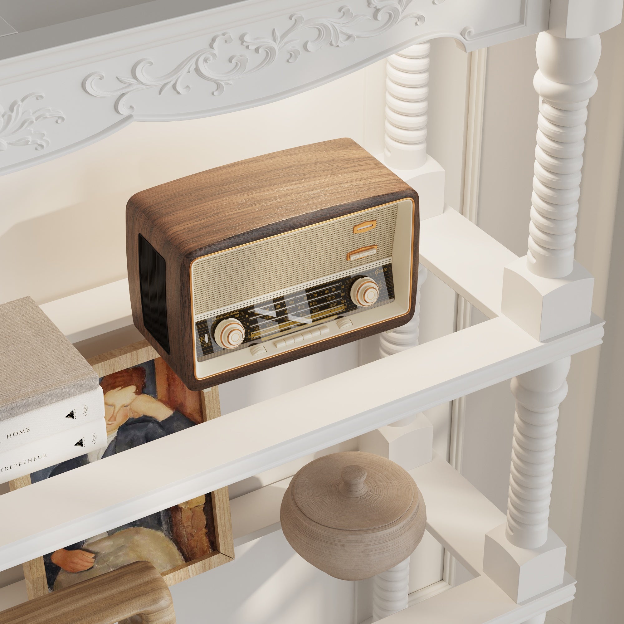 Elegant White Storage Cabinet With Adjustable Lighting