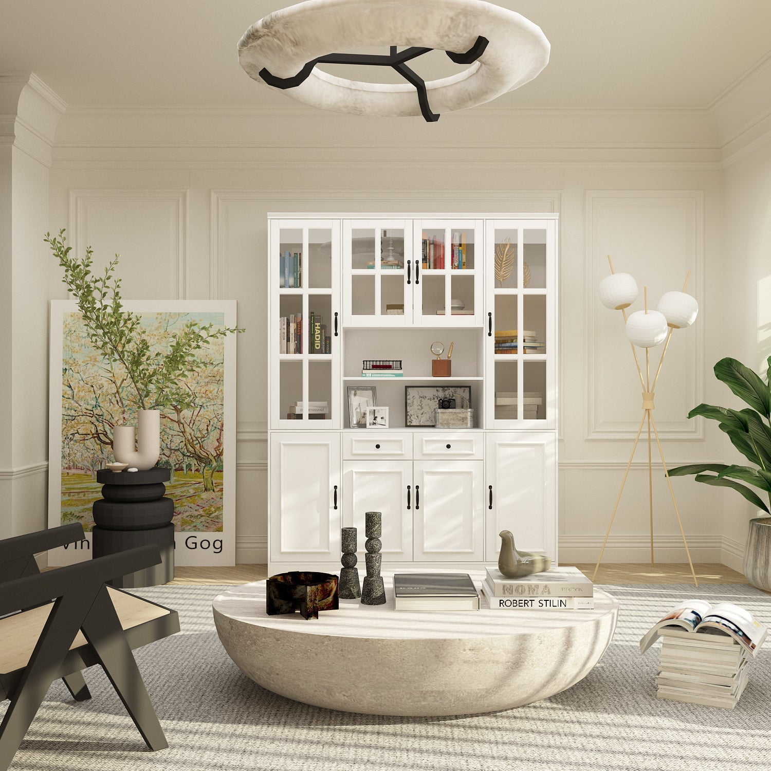 78.7'' H X 63'' W 2-Drawer Bookcase With Glass Doors