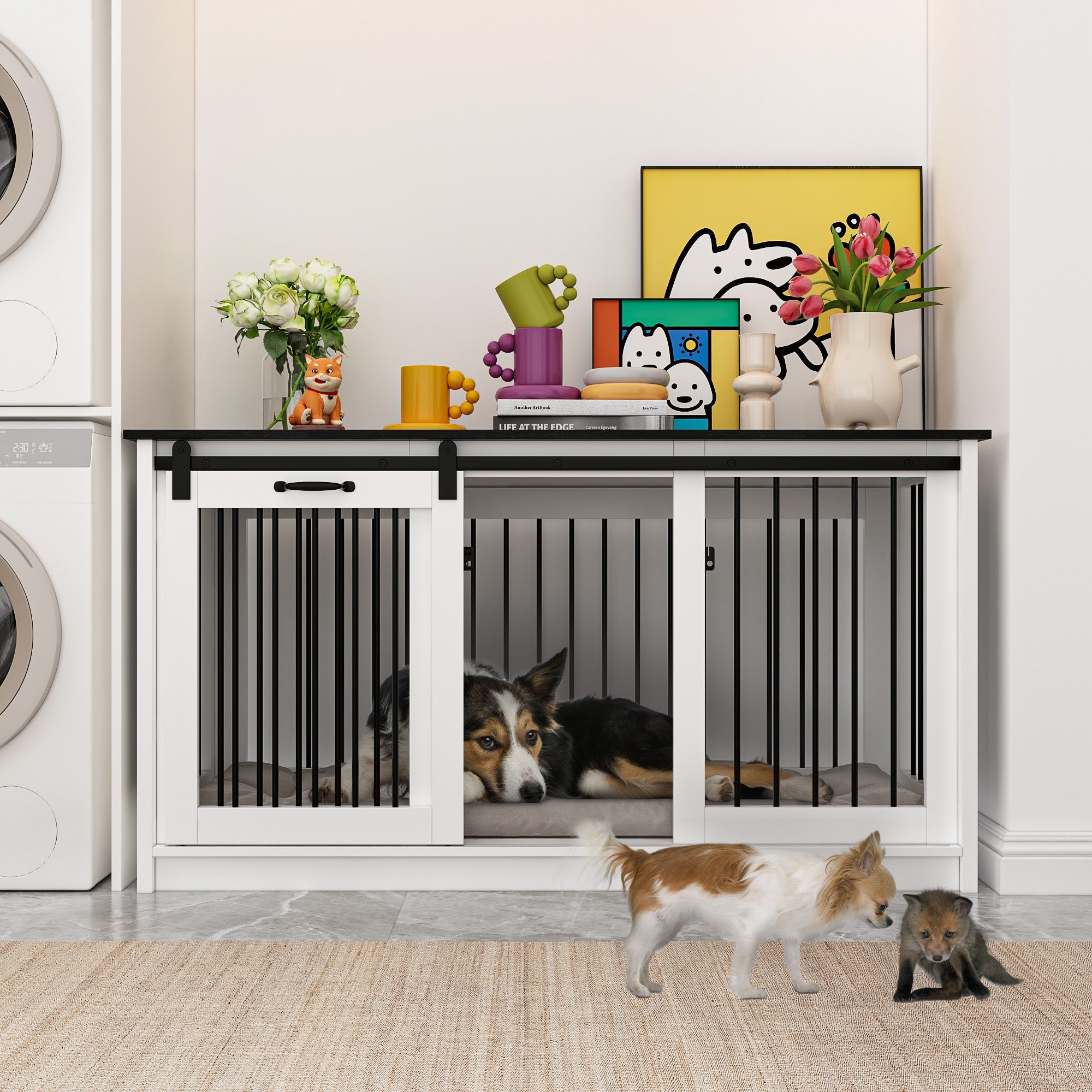 Barn Door Dog Crate with Lock