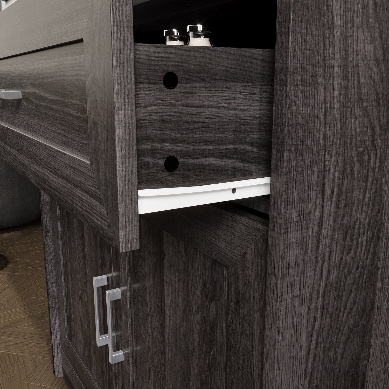 80'' H X 31.5'' W Bookcase With Glass Doors & Drawer