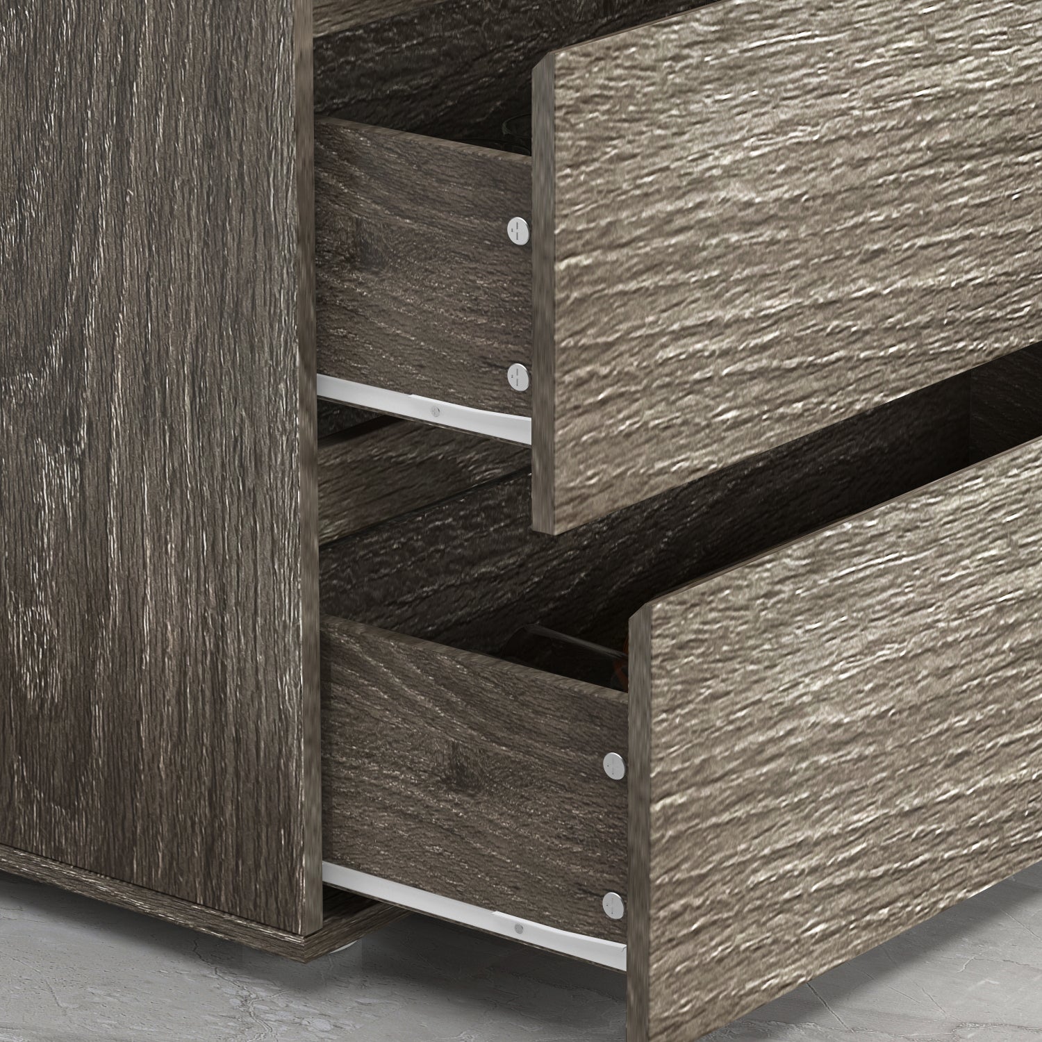 Distressed Sideboard 6-Drawer Storage Buffet Display Table Grain Texture for Living Room and Kitchen