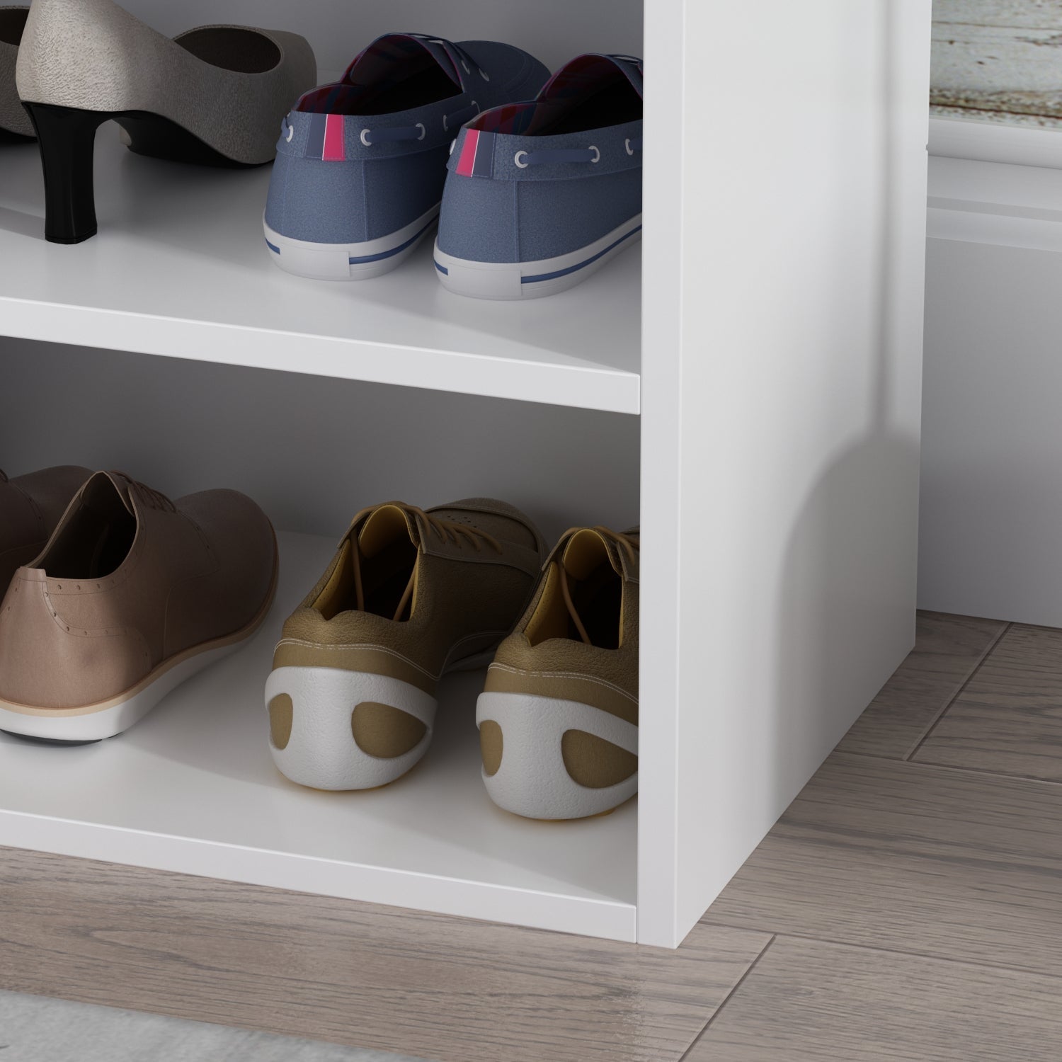 Shoe Storage Bench Shoe Rack Upholstered Pad with 2 Compartments