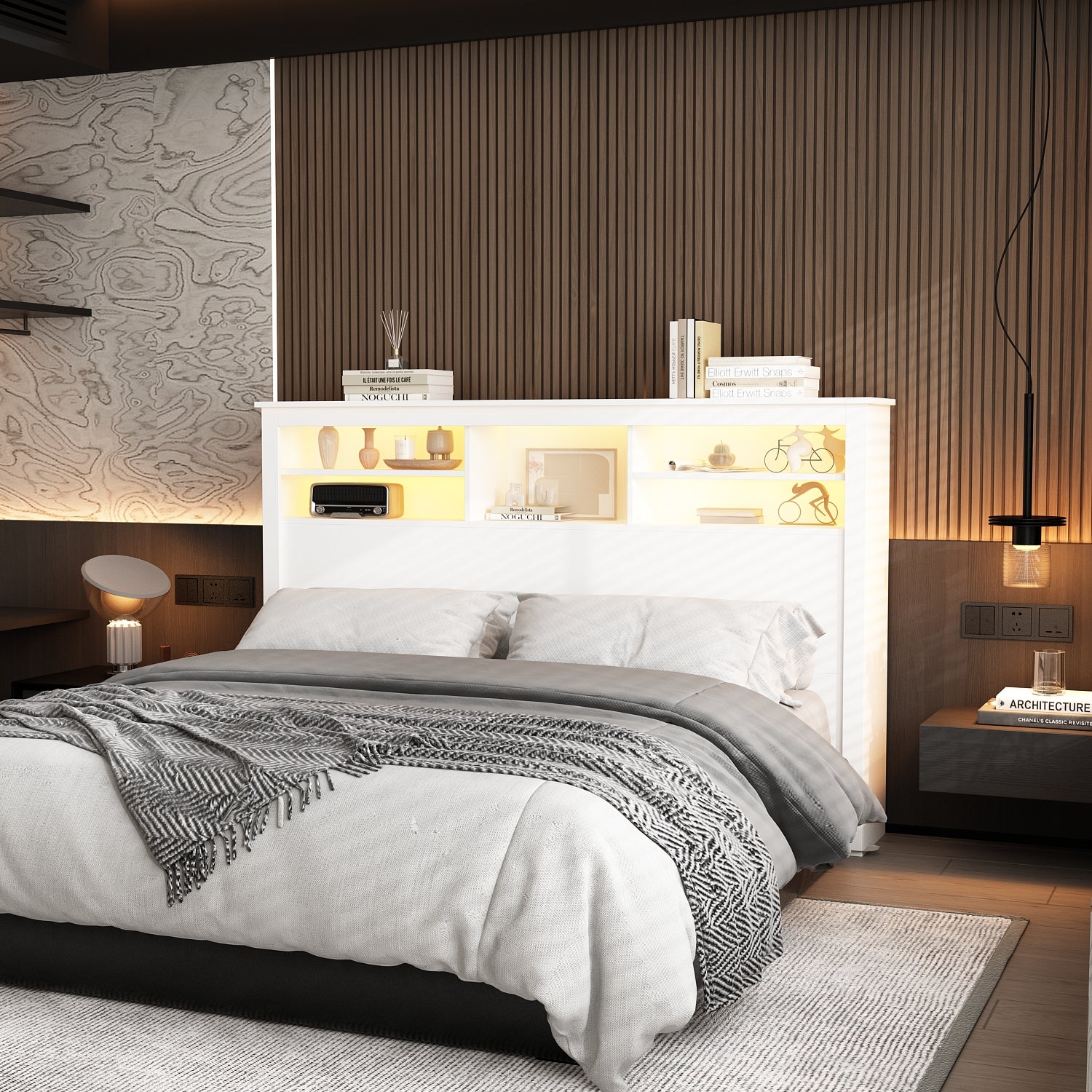 43'' H X 65'' W Queen Bookcase Headboard