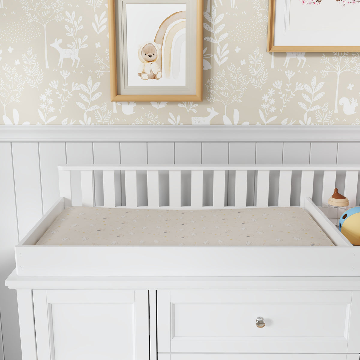 47.2 inch White Changing Table Dresser with 2 Cabinets, 4 Drawers & Removable Changing Top