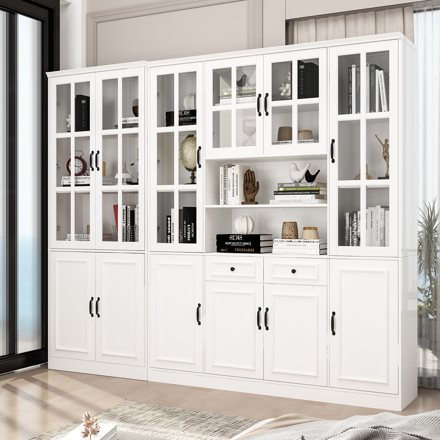 78.7'' Display Book Cabinet, Multi-tier Storage Shelf for Books & Collectibles