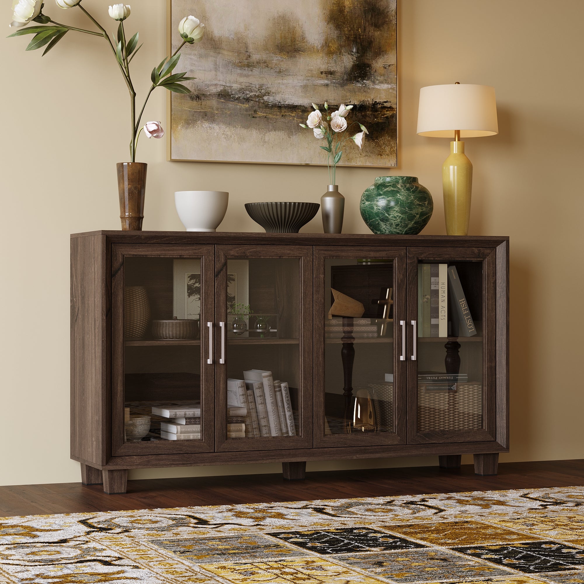 Accent Cabinet With Tempered Glass Door
