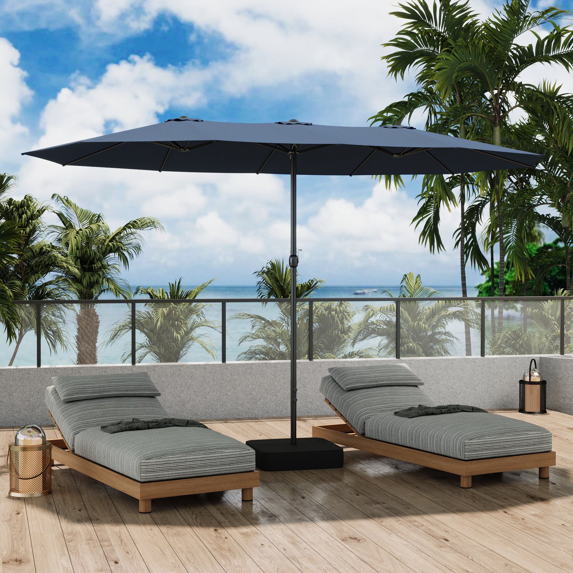Outdoor Patio Umbrella With Adjustable Tilt And Sturdy Base