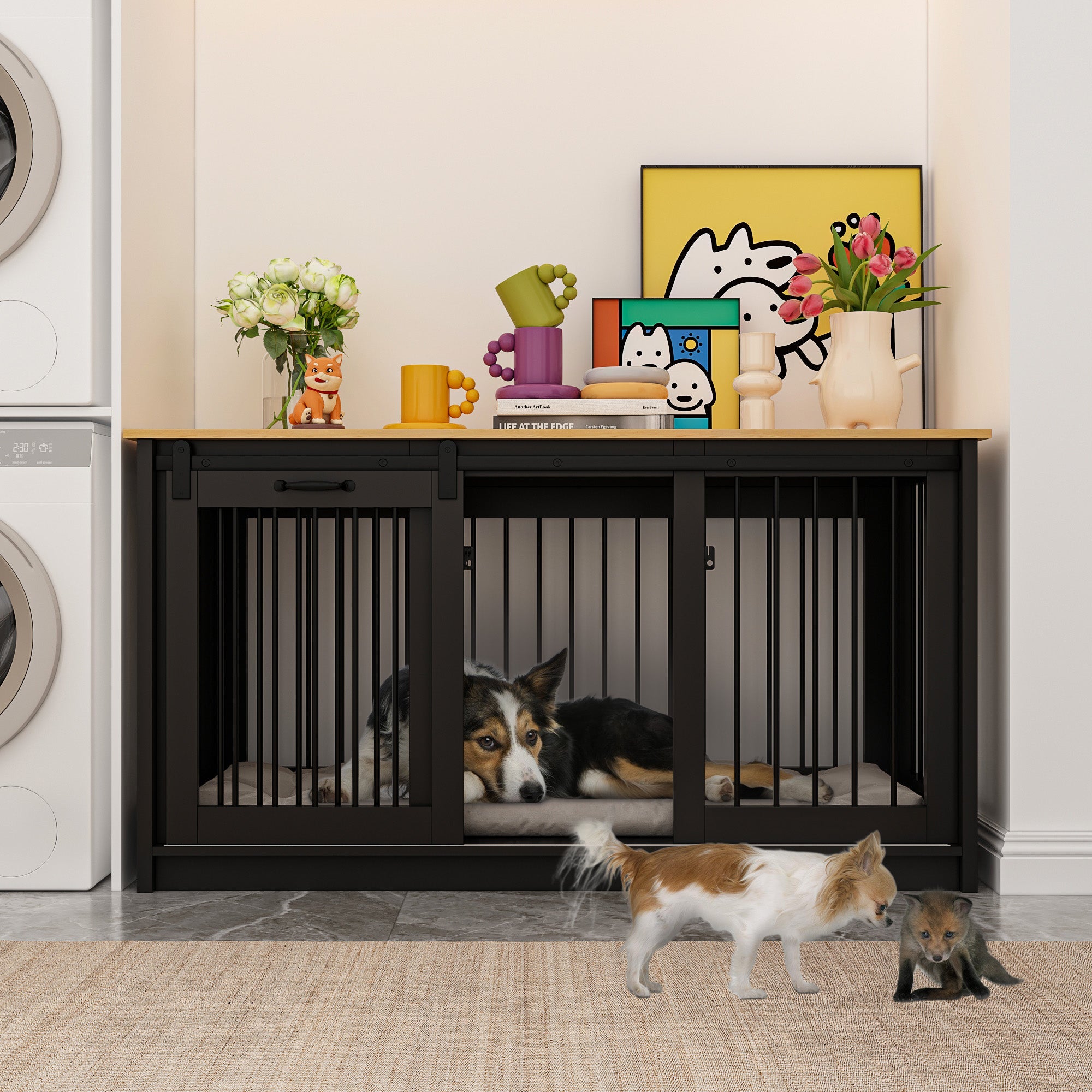 Barn Door Dog Crate with Lock