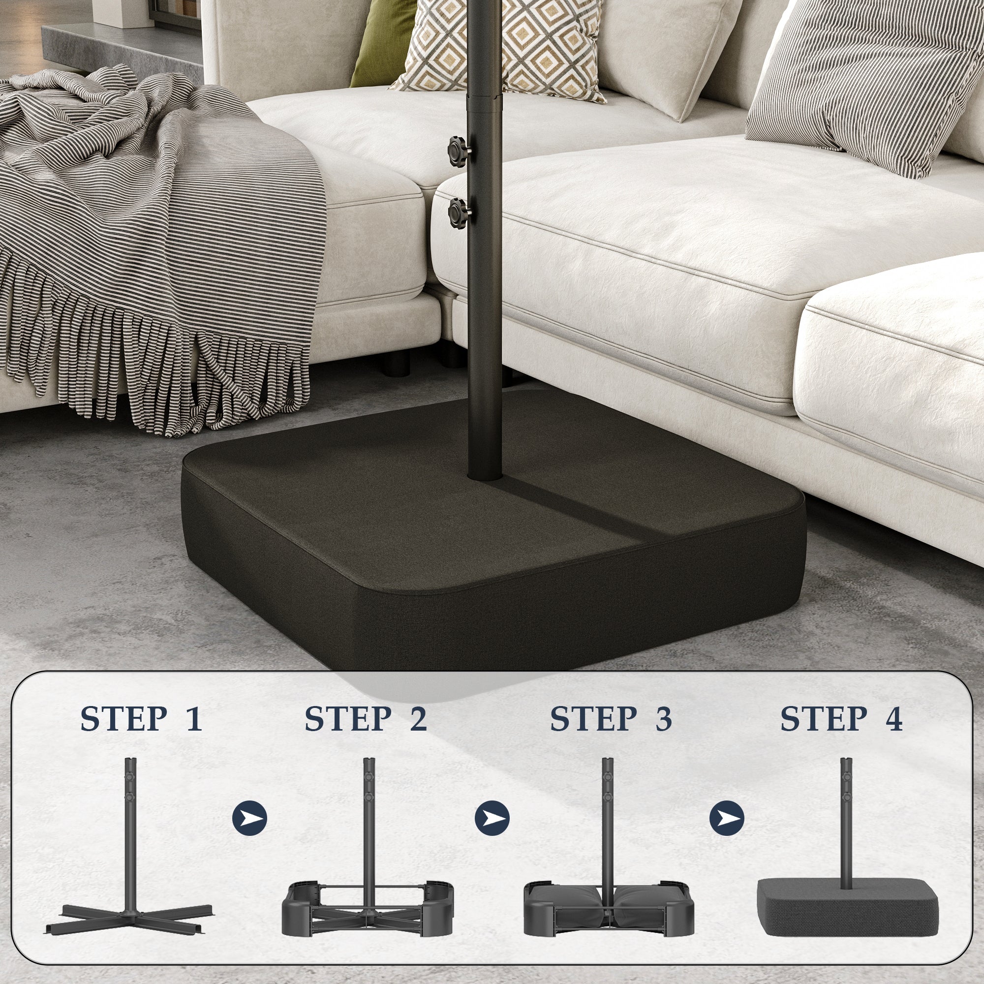 Outdoor Patio Umbrella With Adjustable Tilt And Sturdy Base