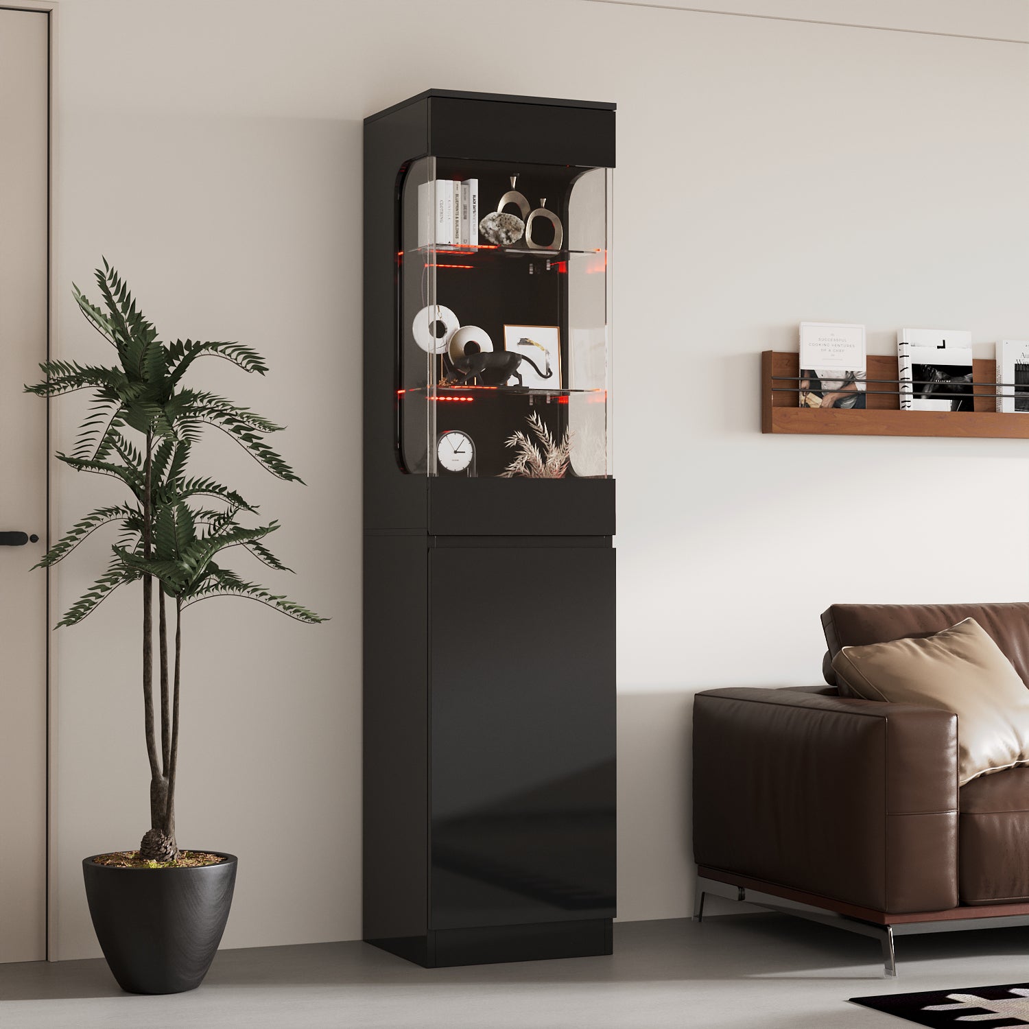 3-Tier Display Cabinet With Adjustable Lights