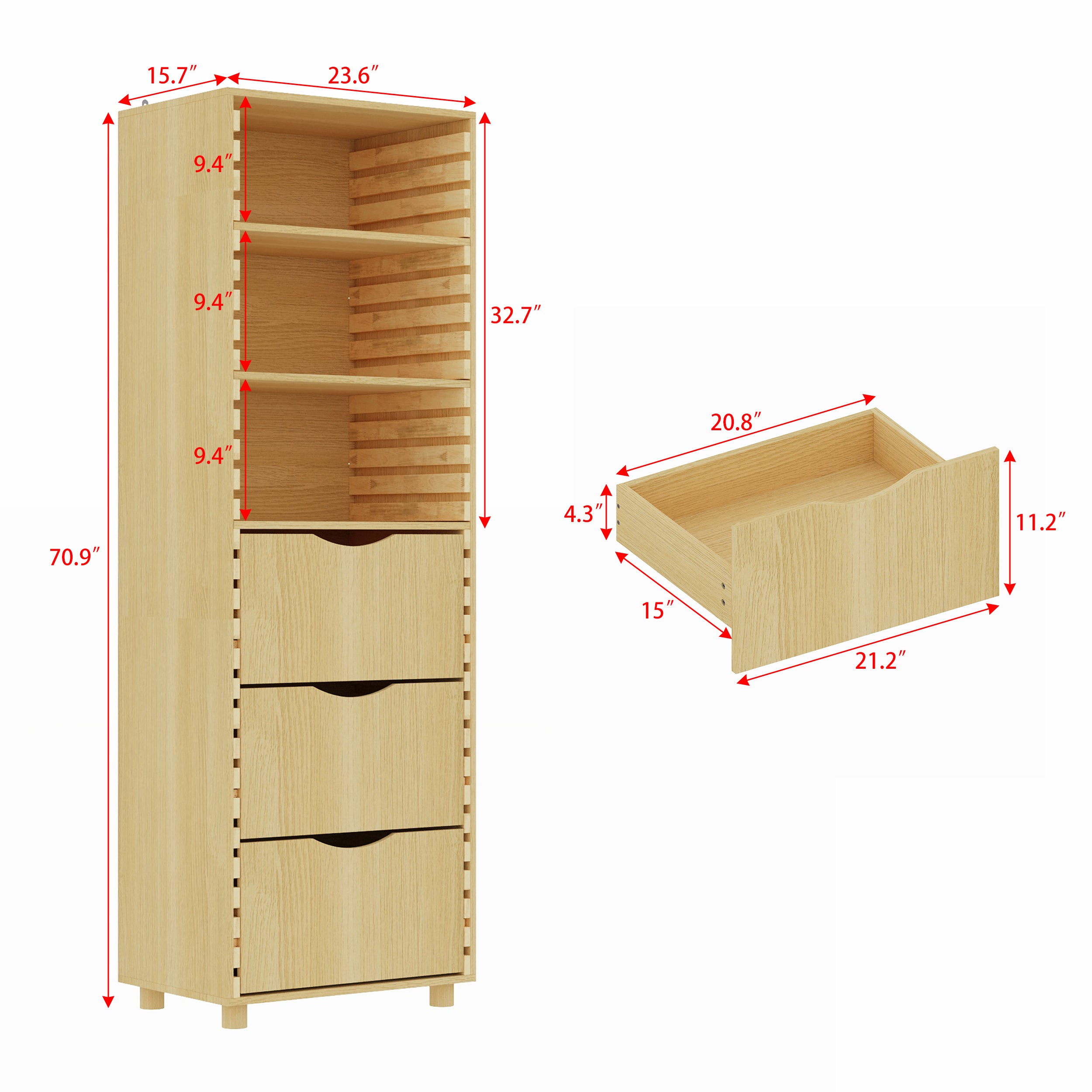 70'' H 3-Drawer DIY Bookcase