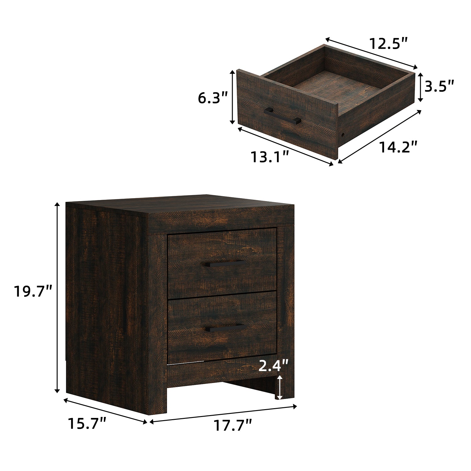 19.7'' H 2-Drawer End Table
