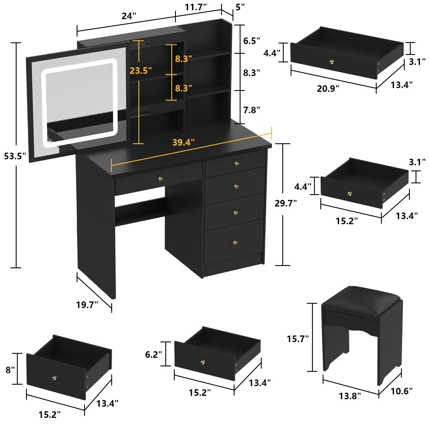 #Style_LED Light Sliding MirrorMirror