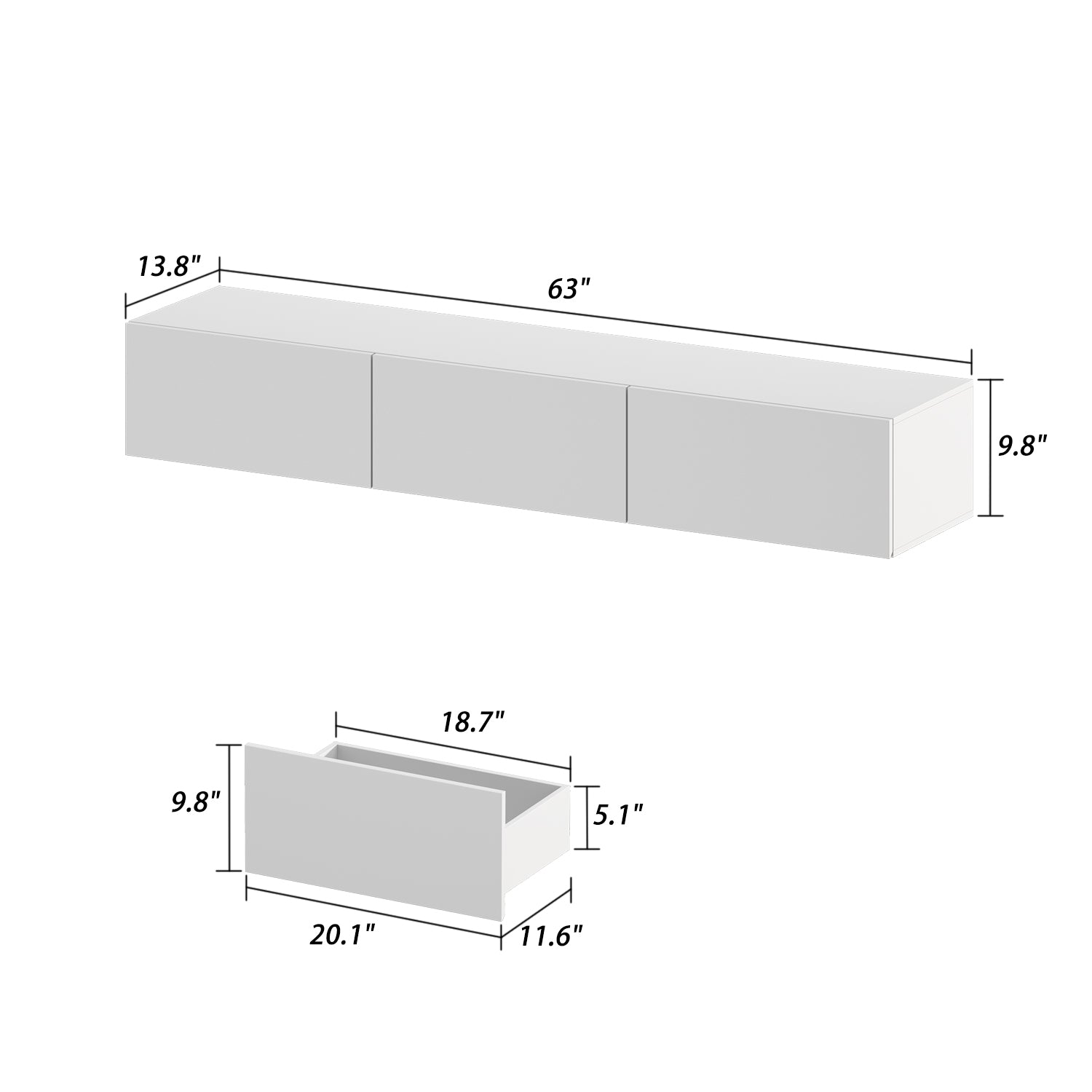 Floating TV Stand Wall Mounted Media Console Entertainment Center