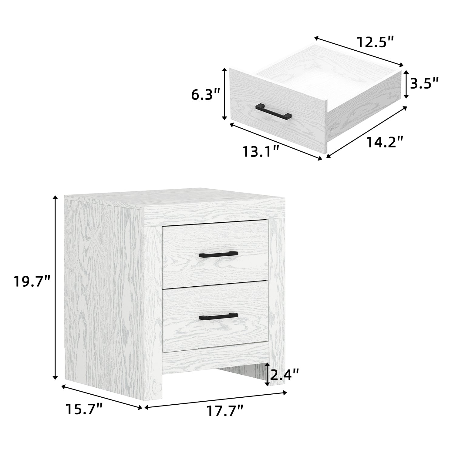 19.7'' H 2-Drawer End Table