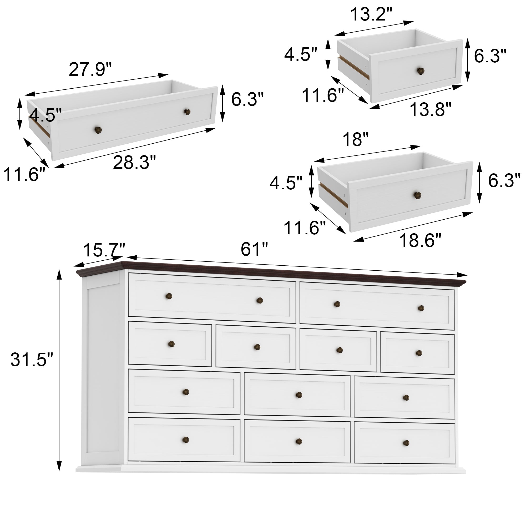 61" W 12- Drawer Dresser