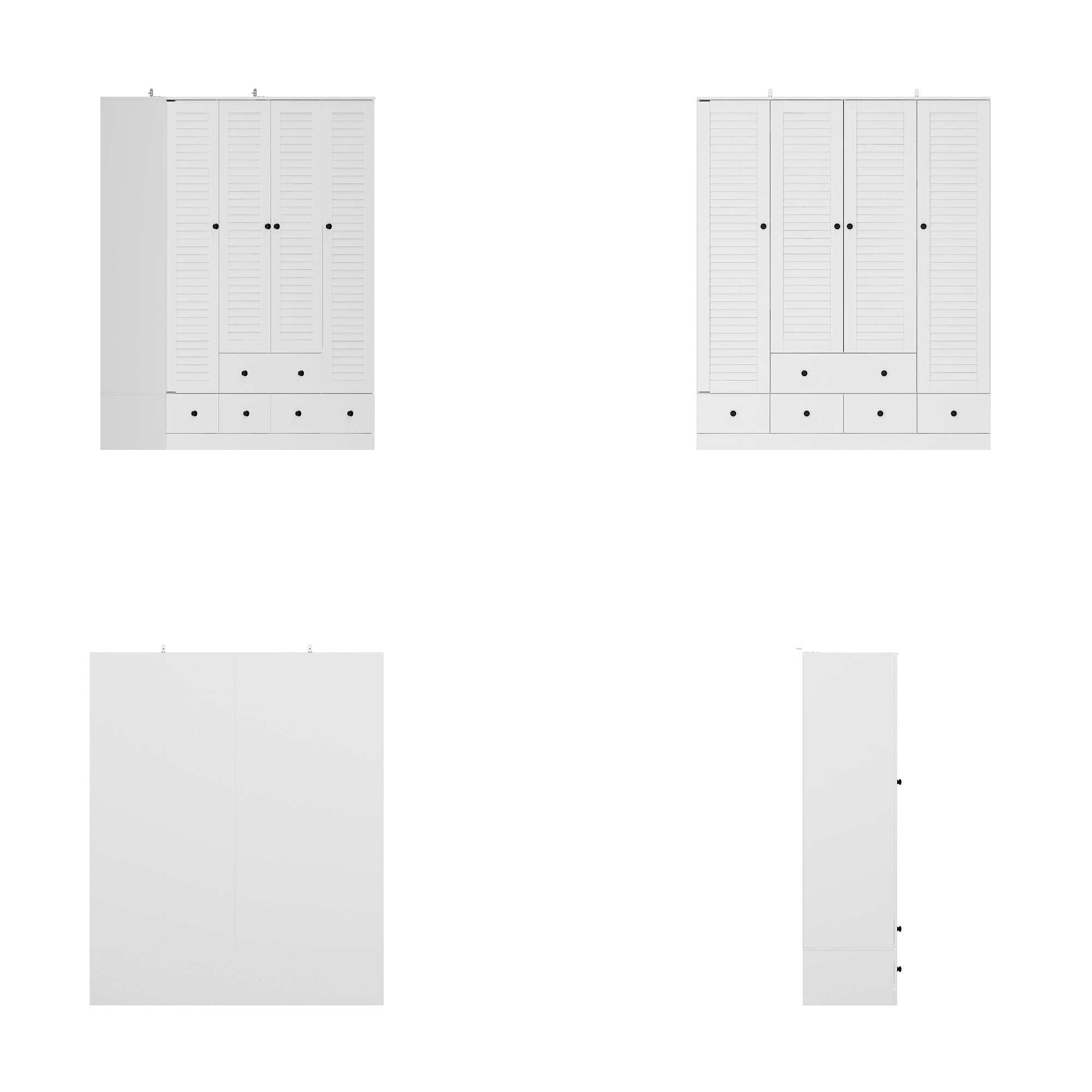 Large Wardrobe Closet Armoire Bedroom Storage Cabinet 4 Doors 5 Drawers