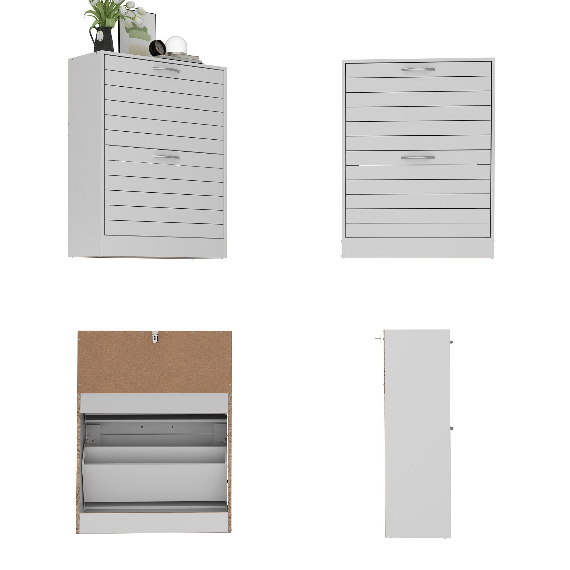 Shoe Cabinet with 2 Flip Drawers 2-Tire Shoe Storage Cabinet for Entryway