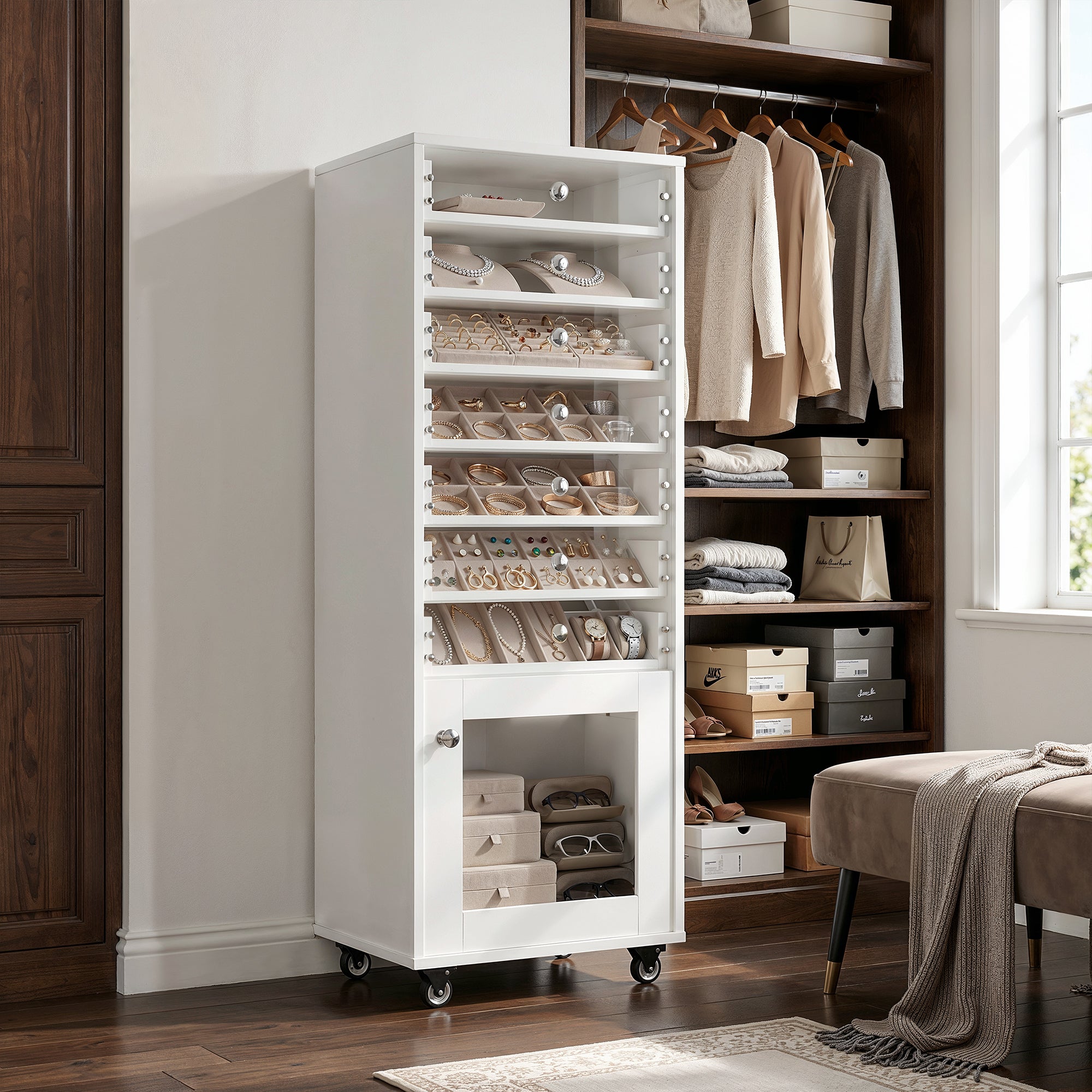 Modern Jewelry Cabinet with 7 Drawers