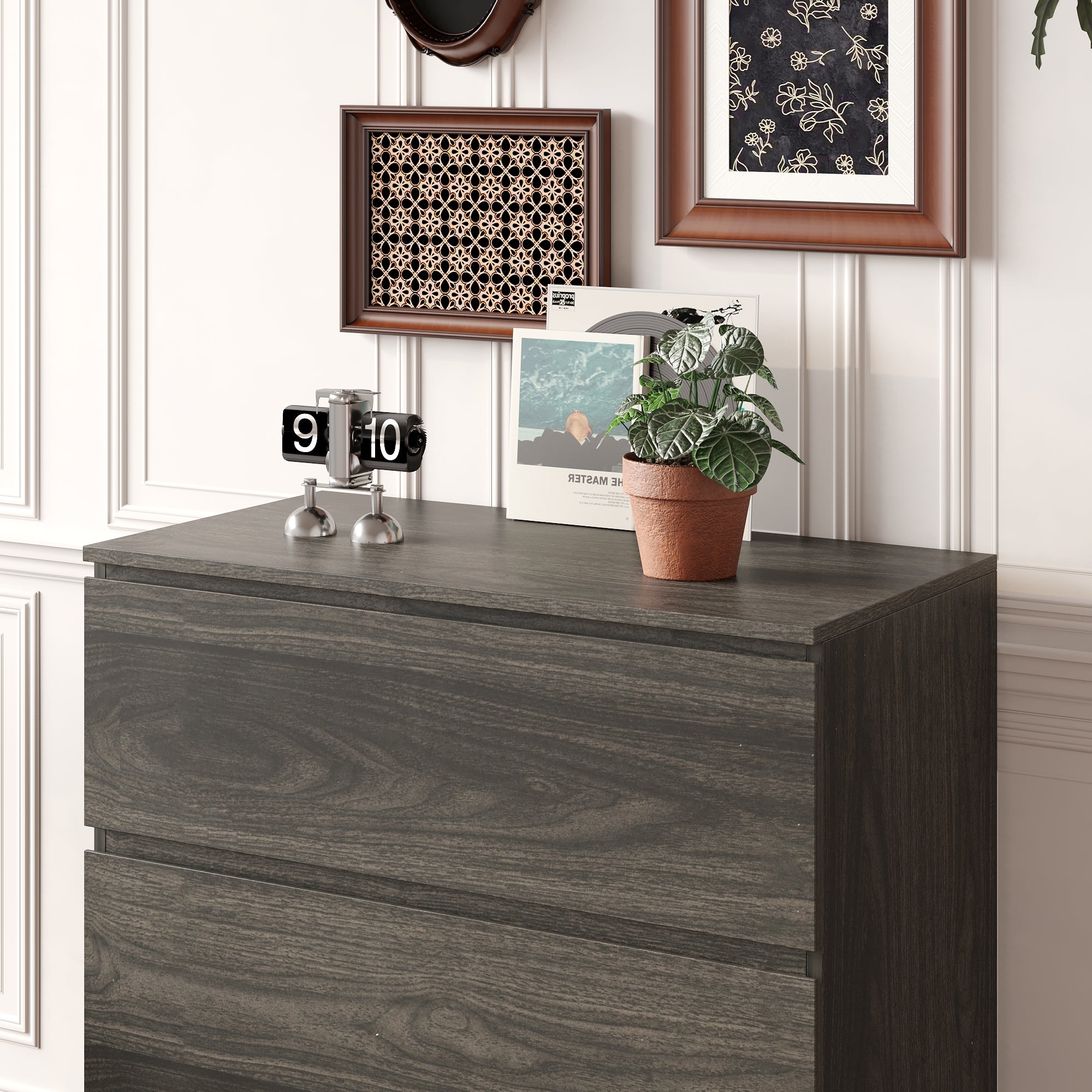 Chest of 3 Drawers Storage Dresser White Sideboard with 3 Drawers No-Handle Organizer