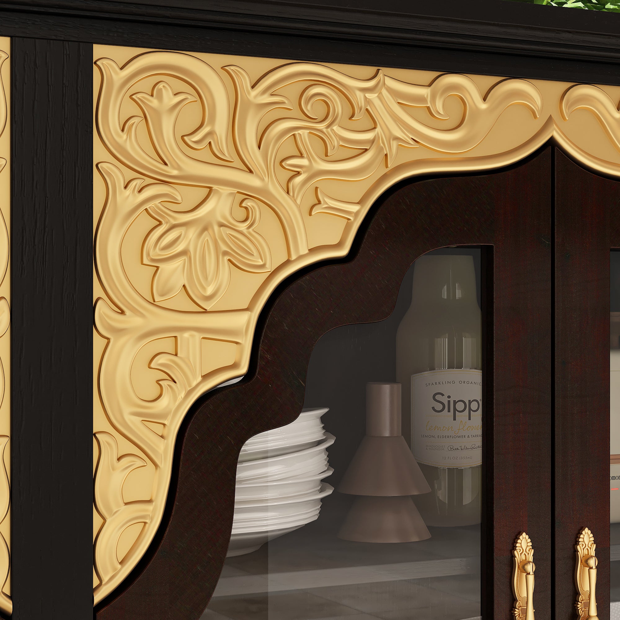 Elegant Soild Wood Modern Sideboard With 2 Doors And 2 Drawers, 39.4” Storage Cabinet With Adjustable Shelves, Versatile Console Table For Living Room Or Dining Room