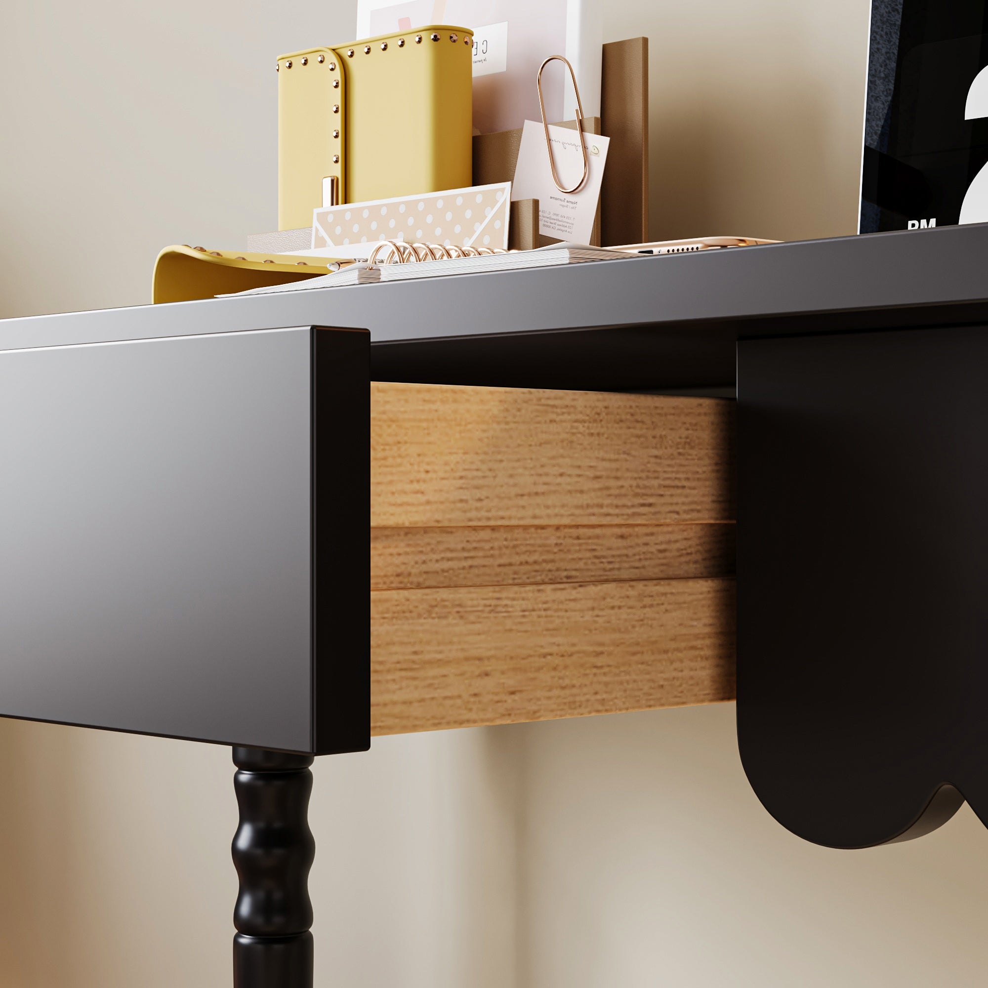 47.2'' W Rectangle Writing Desk With Drawer And Alien Shaped Design