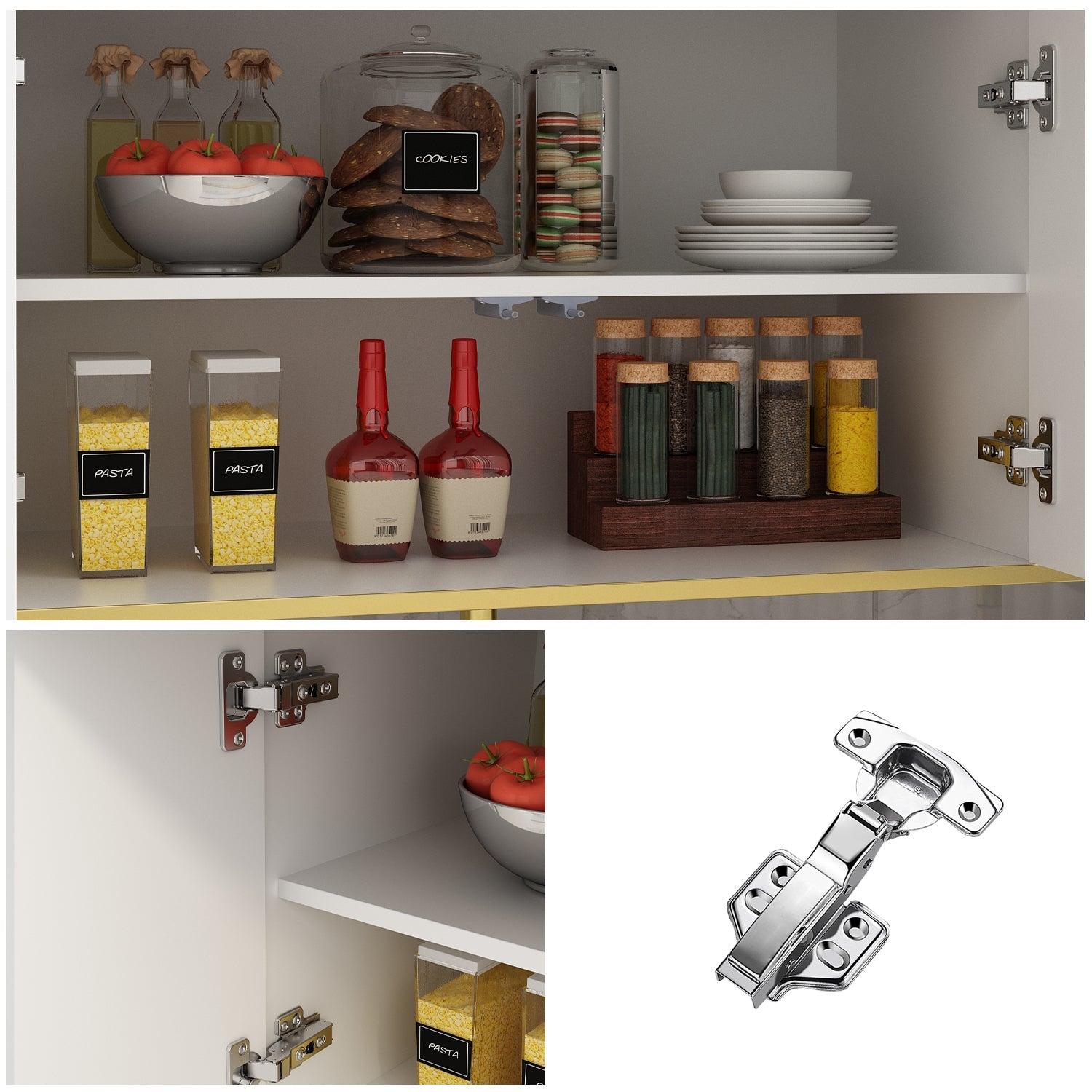 Wide Sideboard Buffet Storage Cabinet in Black with Drawer & Pop-up Doors