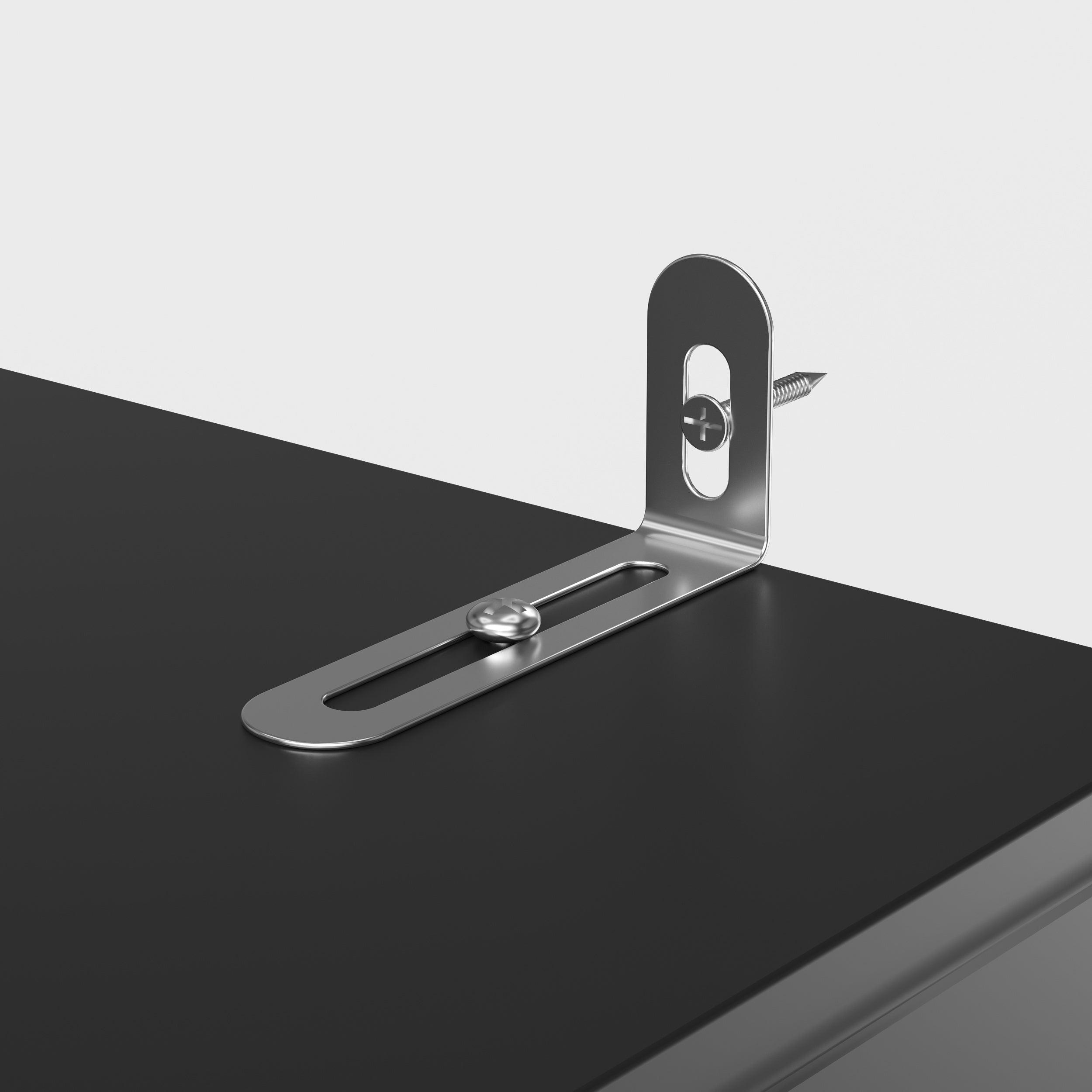 Black tall display cabinet with glass doors and center drawer