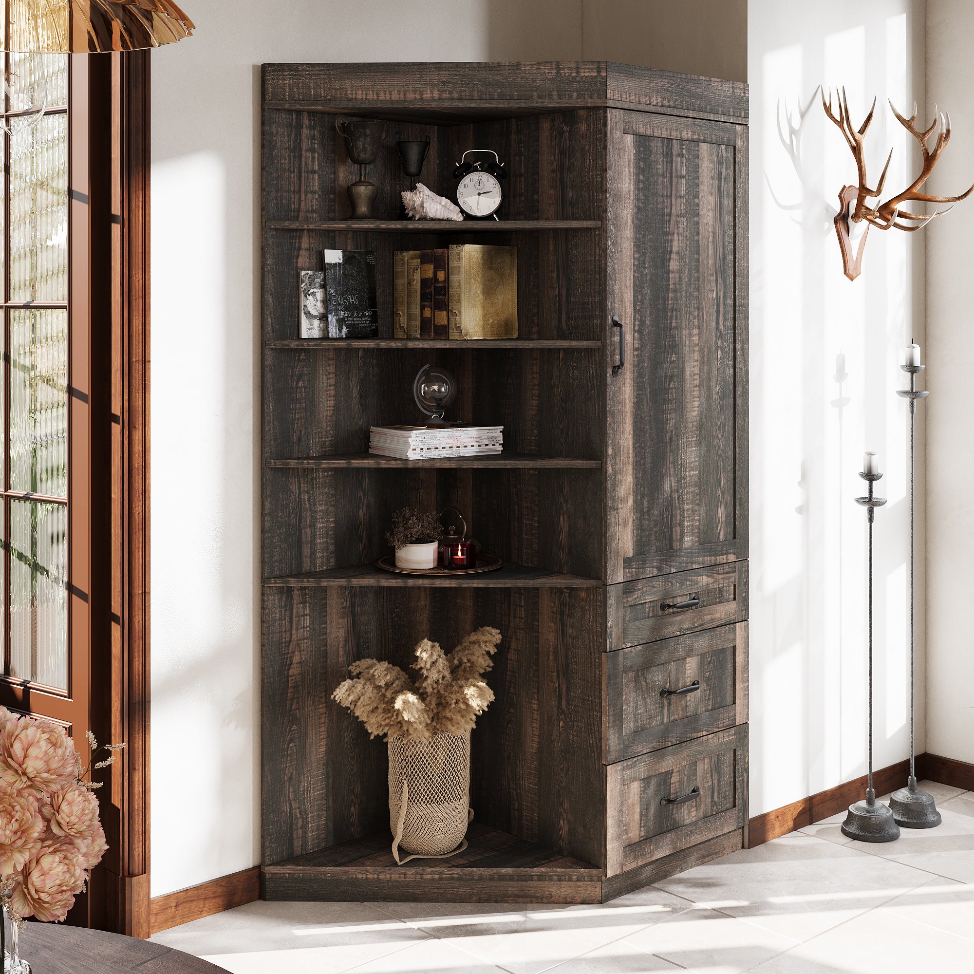 70'' H Trapezoid Bookcase & Storage Cabinet