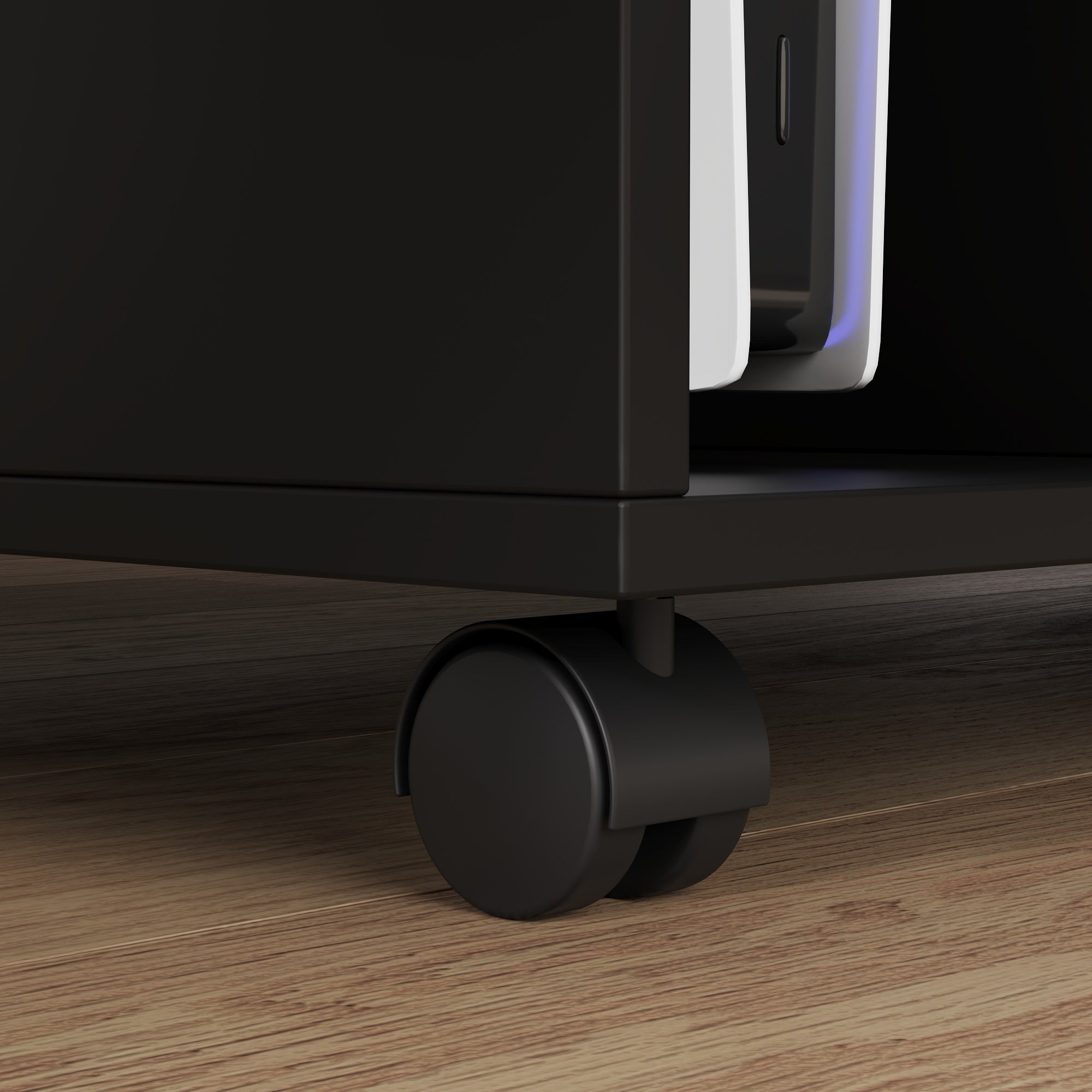 31.5" Wide Black Double File Cabinet - With Side Drawers, Hooks & Spinner Wheels